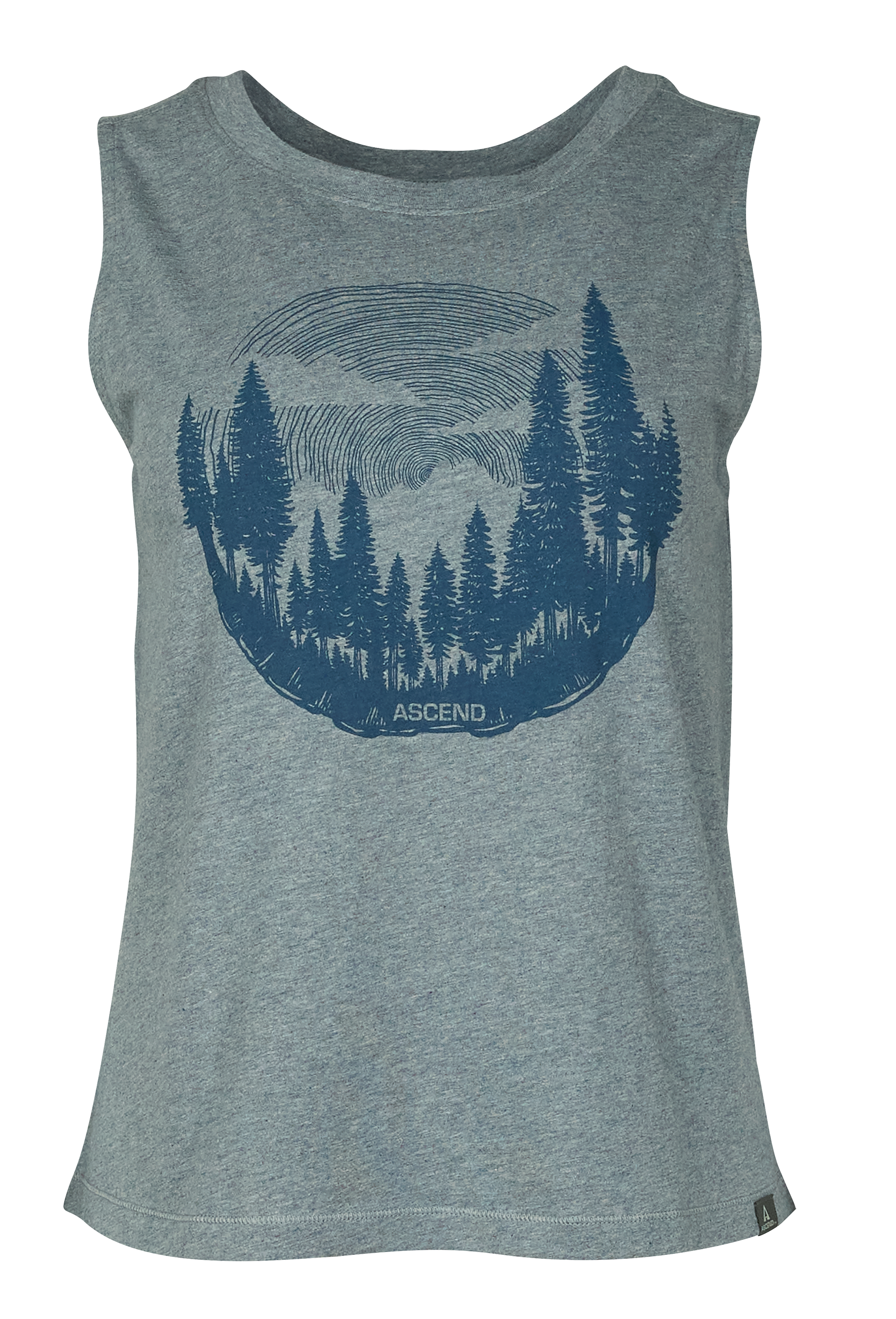 Image of Ascend Organic Tree Ring Graphic Tank Top for Ladies - Tradewinds Heather - XS