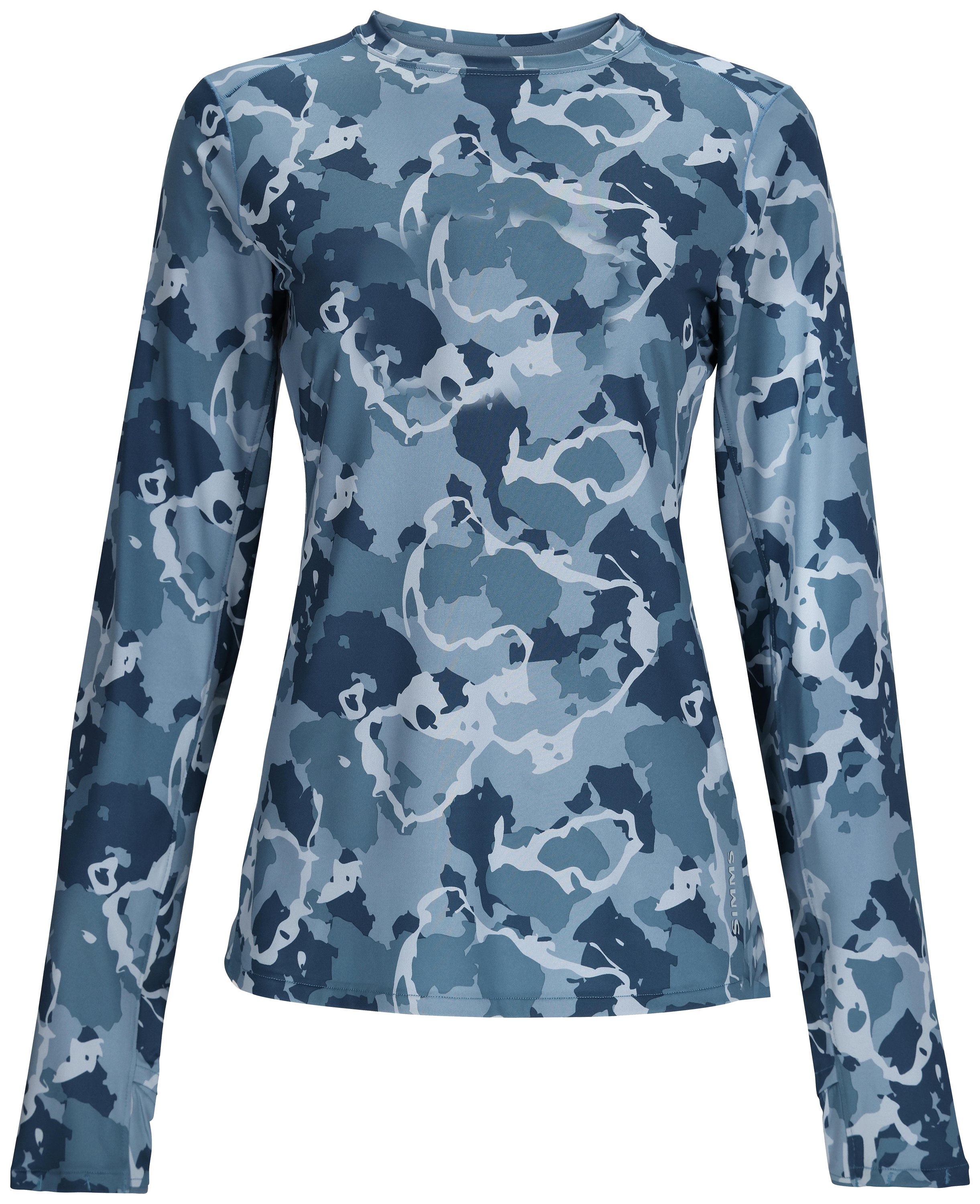 Image of Simms SolarFlex Long-Sleeve Crew-Neck Shirt for Ladies - Regiment Camo Neptune