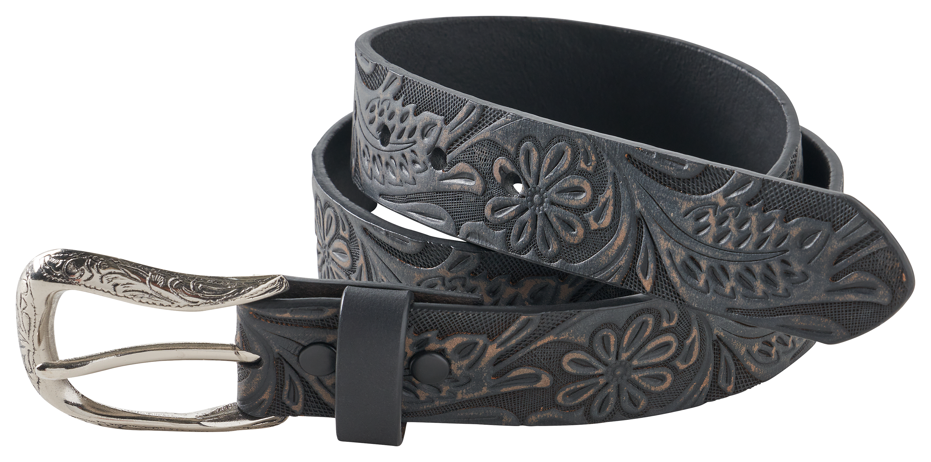 Image of Natural Reflections Floral Embossed Western Belt for Ladies - M