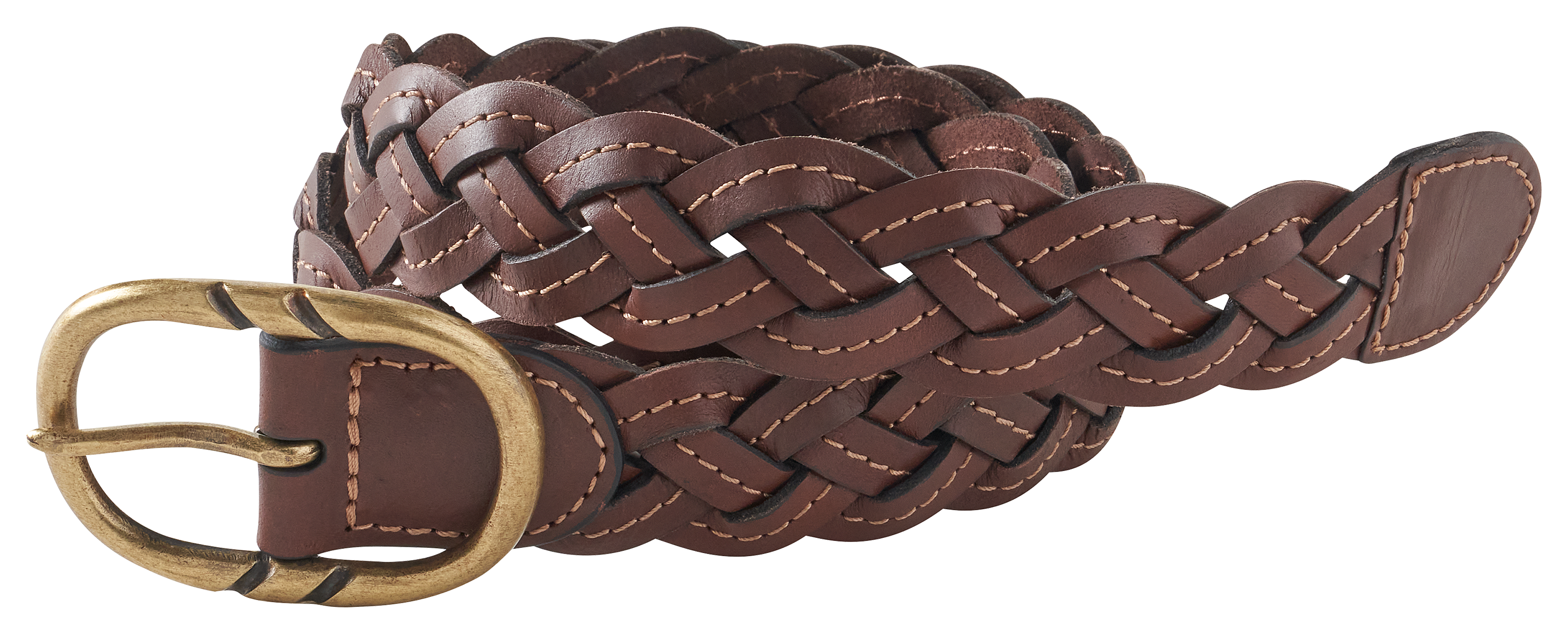 Image of Natural Reflections Braided Leather Belt - Brown - XL