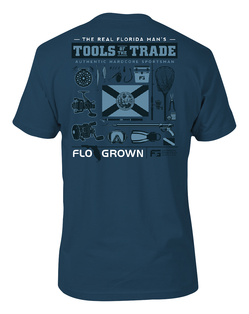 Image of FloGrown Fishing Tools of the Trade Short-Sleeve T-Shirt for Men - Cool Blue - 2XL