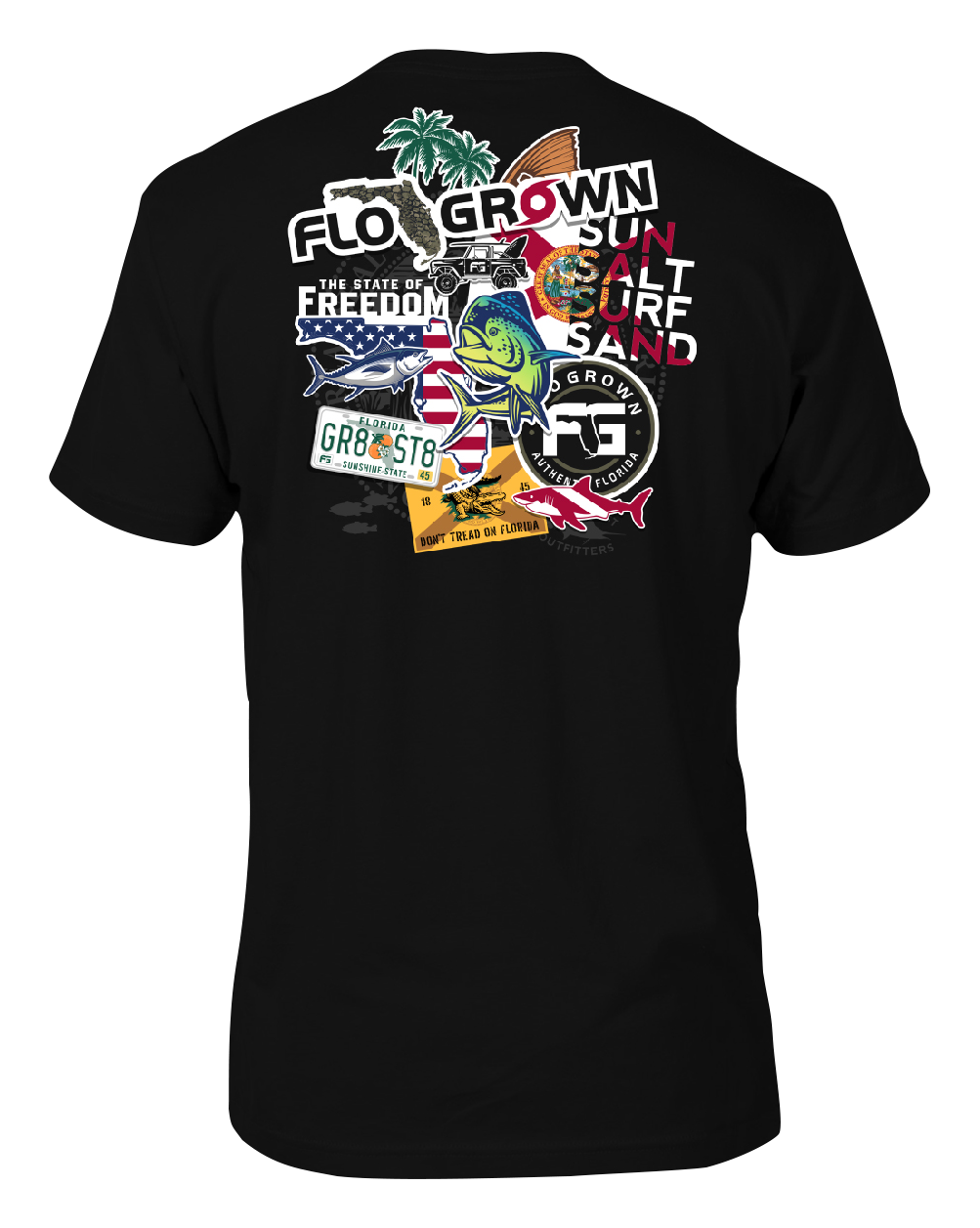 Image of FloGrown Sticker Short-Sleeve T-Shirt for Men - Black - XL