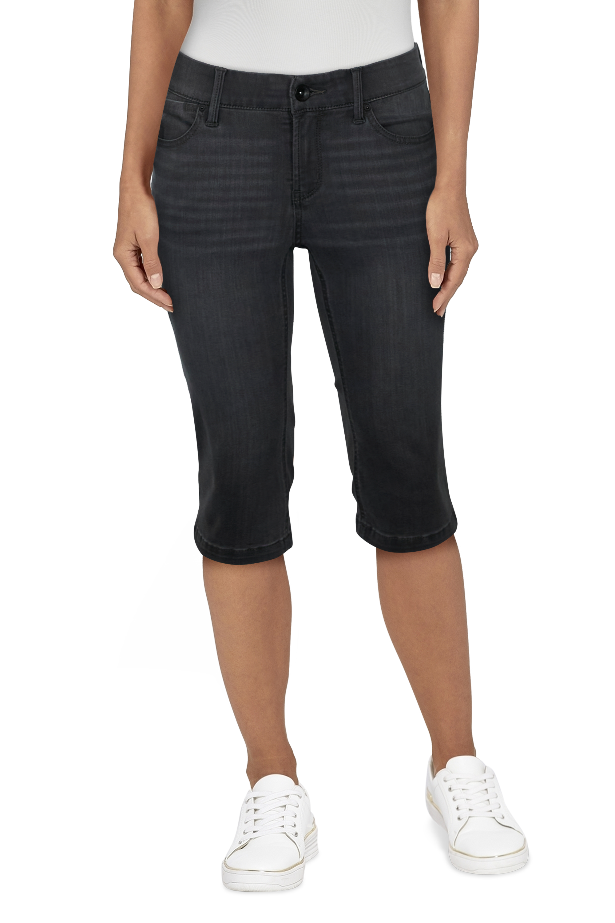 Natural Reflections Campside 5-Pocket Skimmer Capris for Ladies - Gray Denim - 2