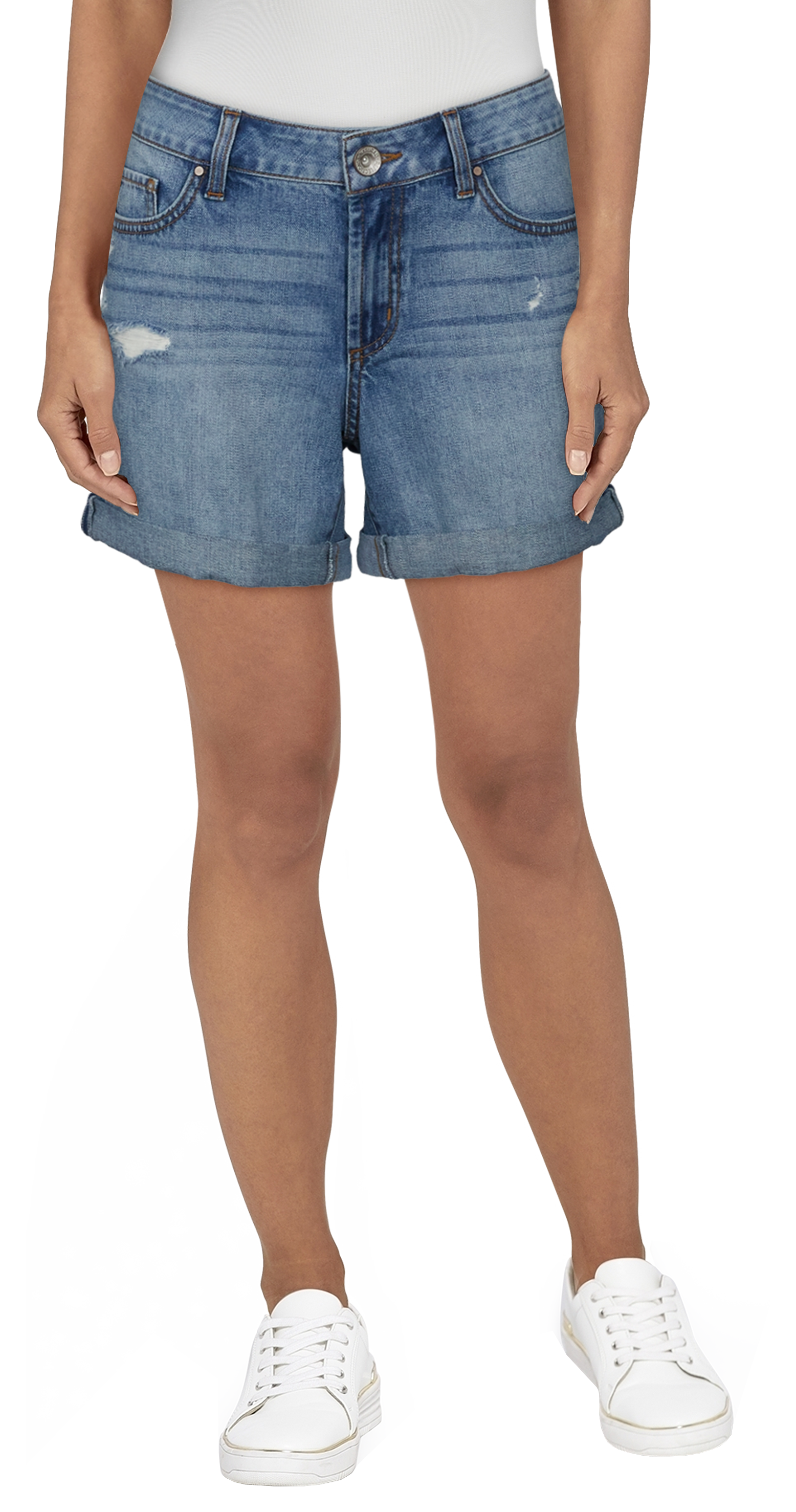 Image of Natural Reflections Easy River Cuffed Shorts for Ladies - Light Vintage Wash - 4