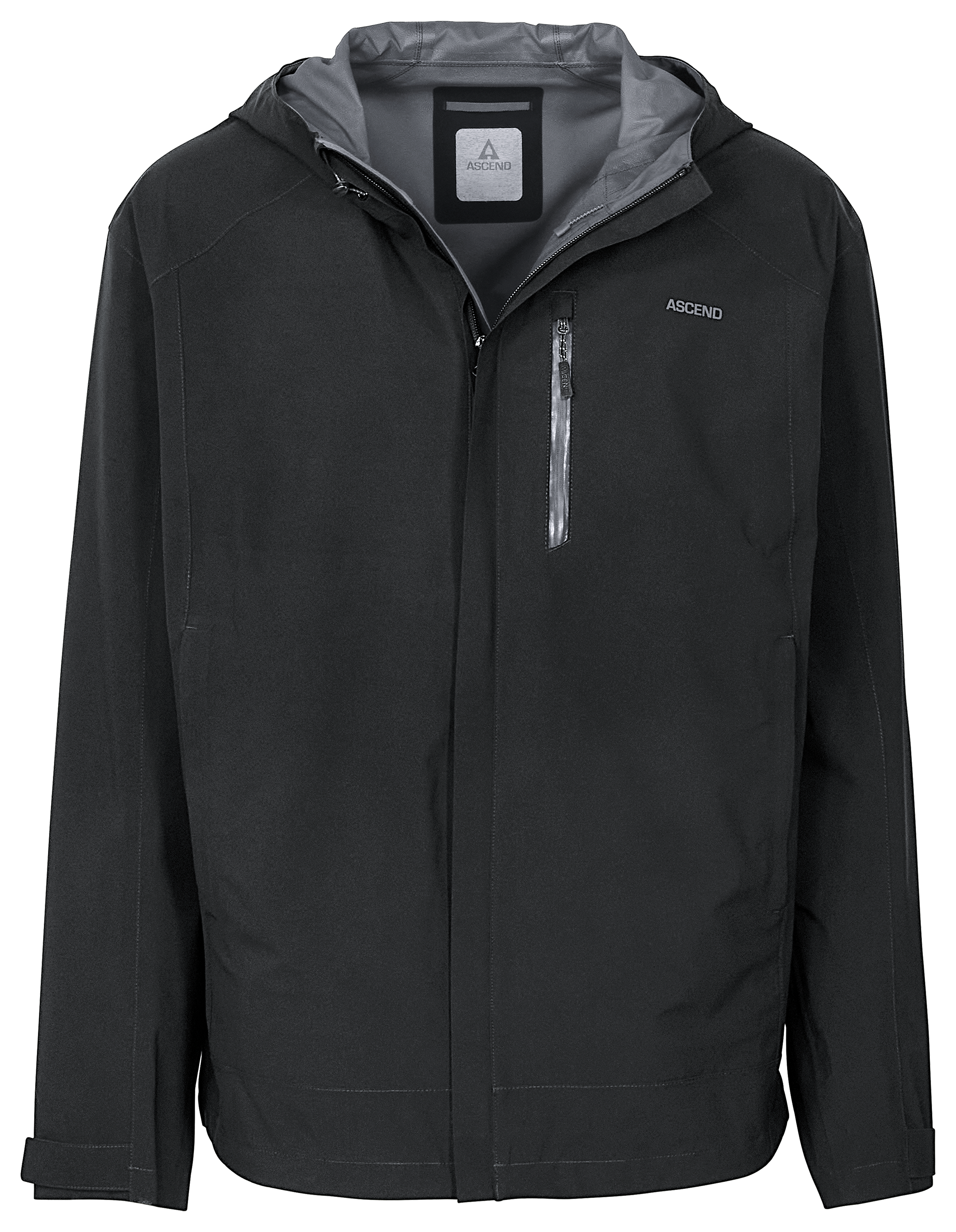 Image of Ascend Rainy River 2.5 Jacket with BONE-DRY Silver for Men - Black - 2XLT