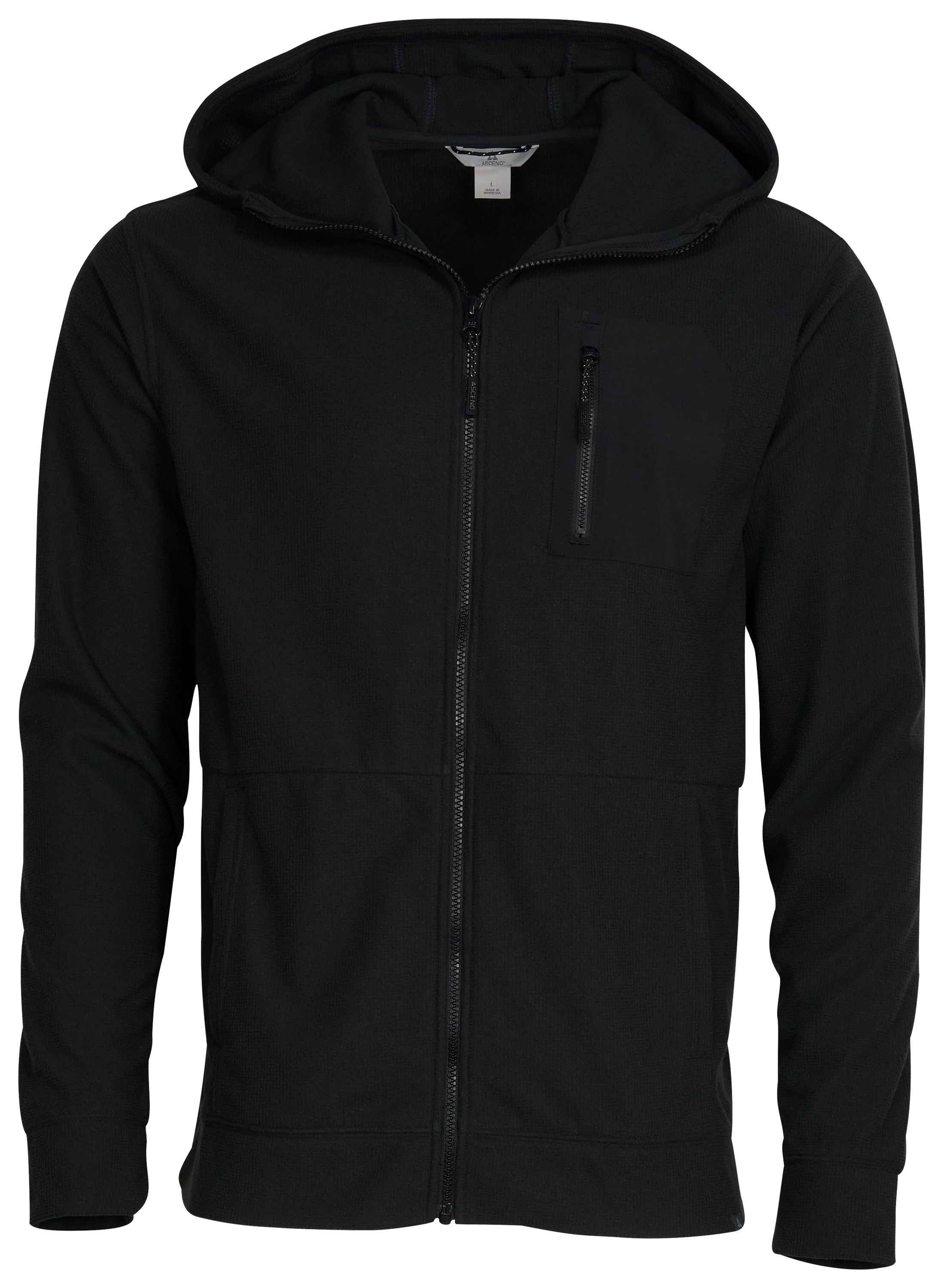 Image of Ascend Grid Fleece Hooded Jacket for Men - Black - M