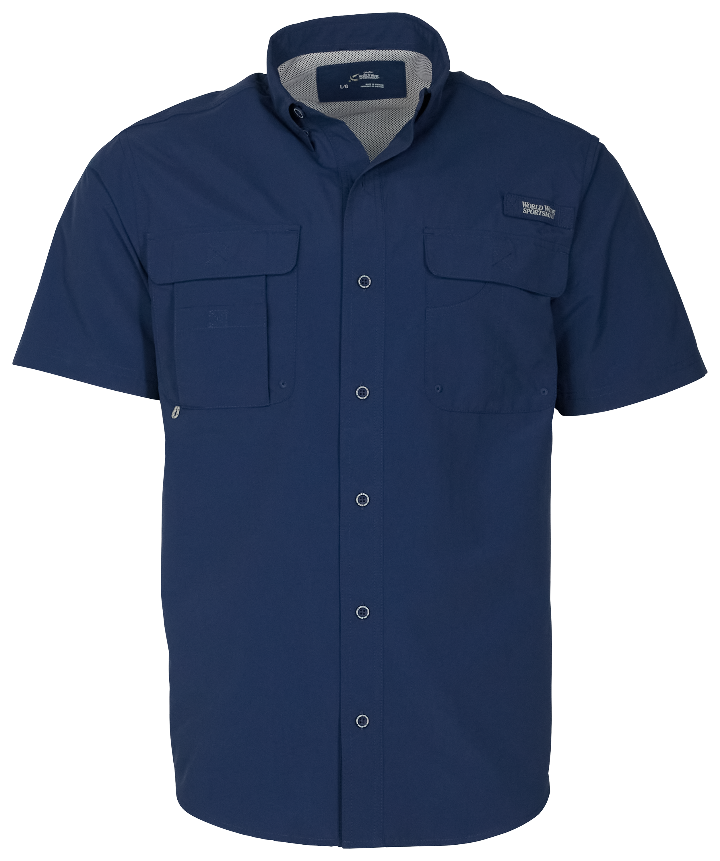 World Wide Sportsman Recycled-Nylon Angler 2.0 Short-Sleeve Button-Down Shirt for Men - Insignia Blue - M