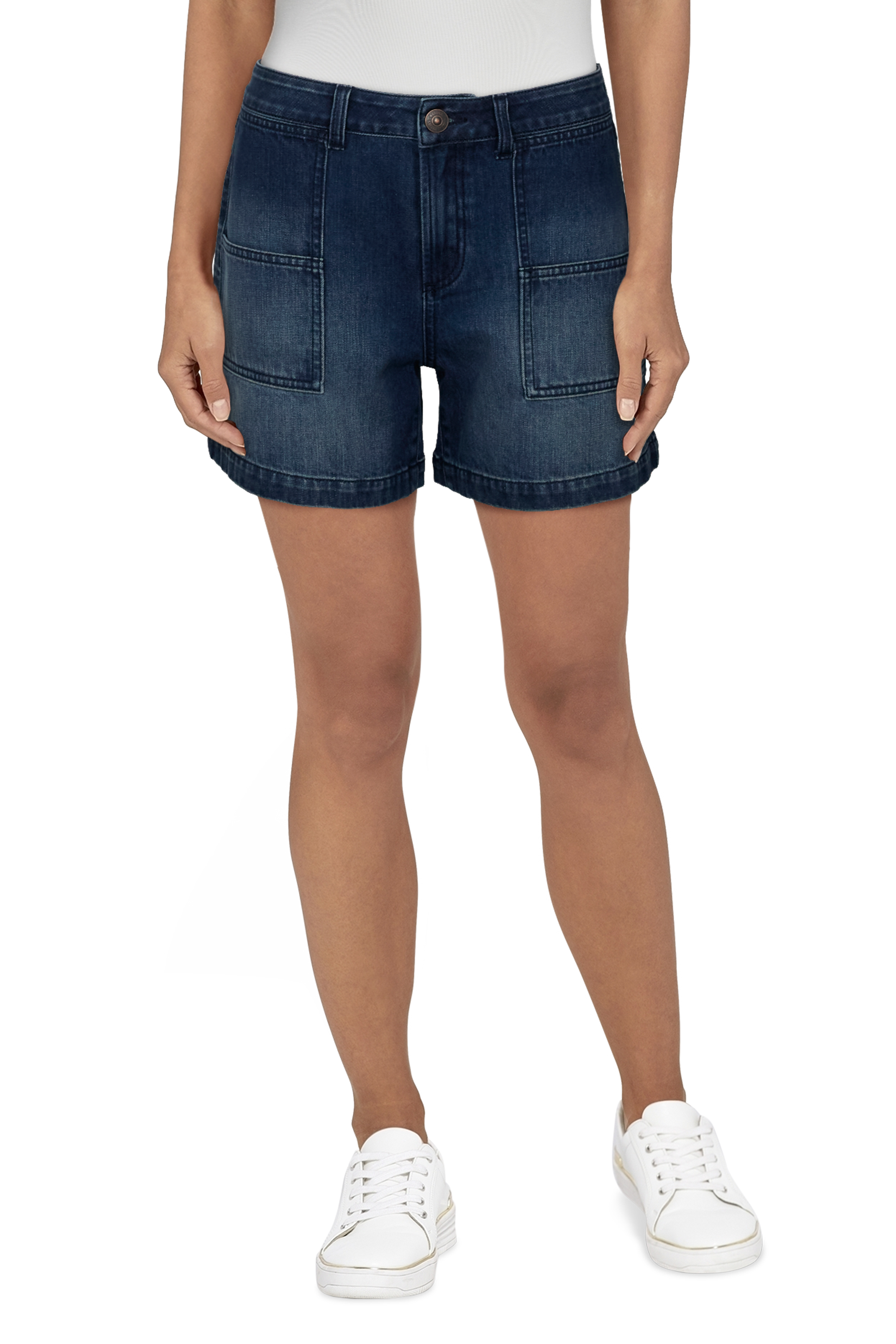 Image of Natural Reflections Utility Pocket Shorts for Ladies - Dark Wash-23 - 2