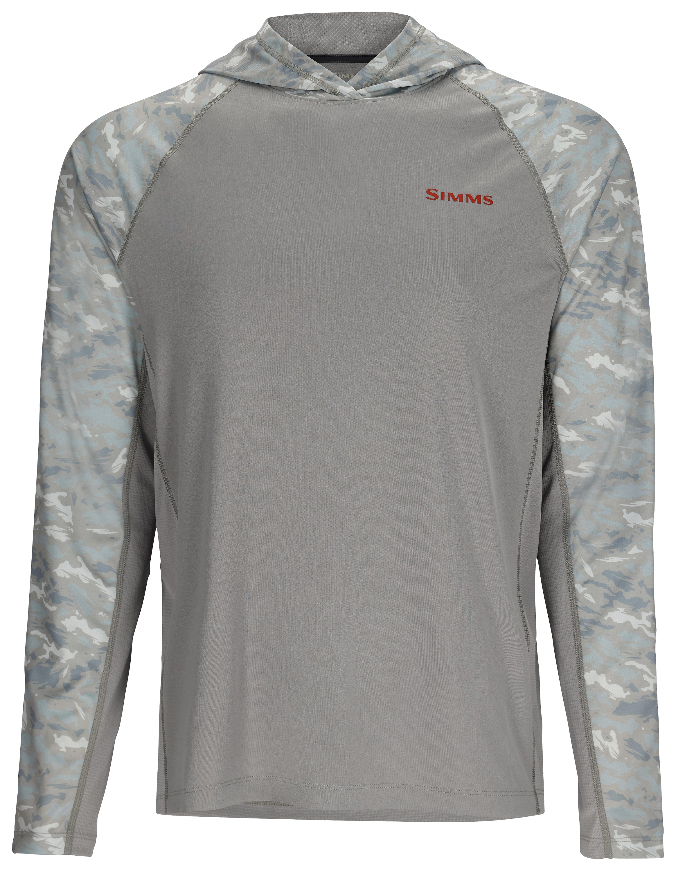 Image of Simms Challenger Solar Long-Sleeve Hoodie for Men - Cinder/Ghost Camo Sterling - XL