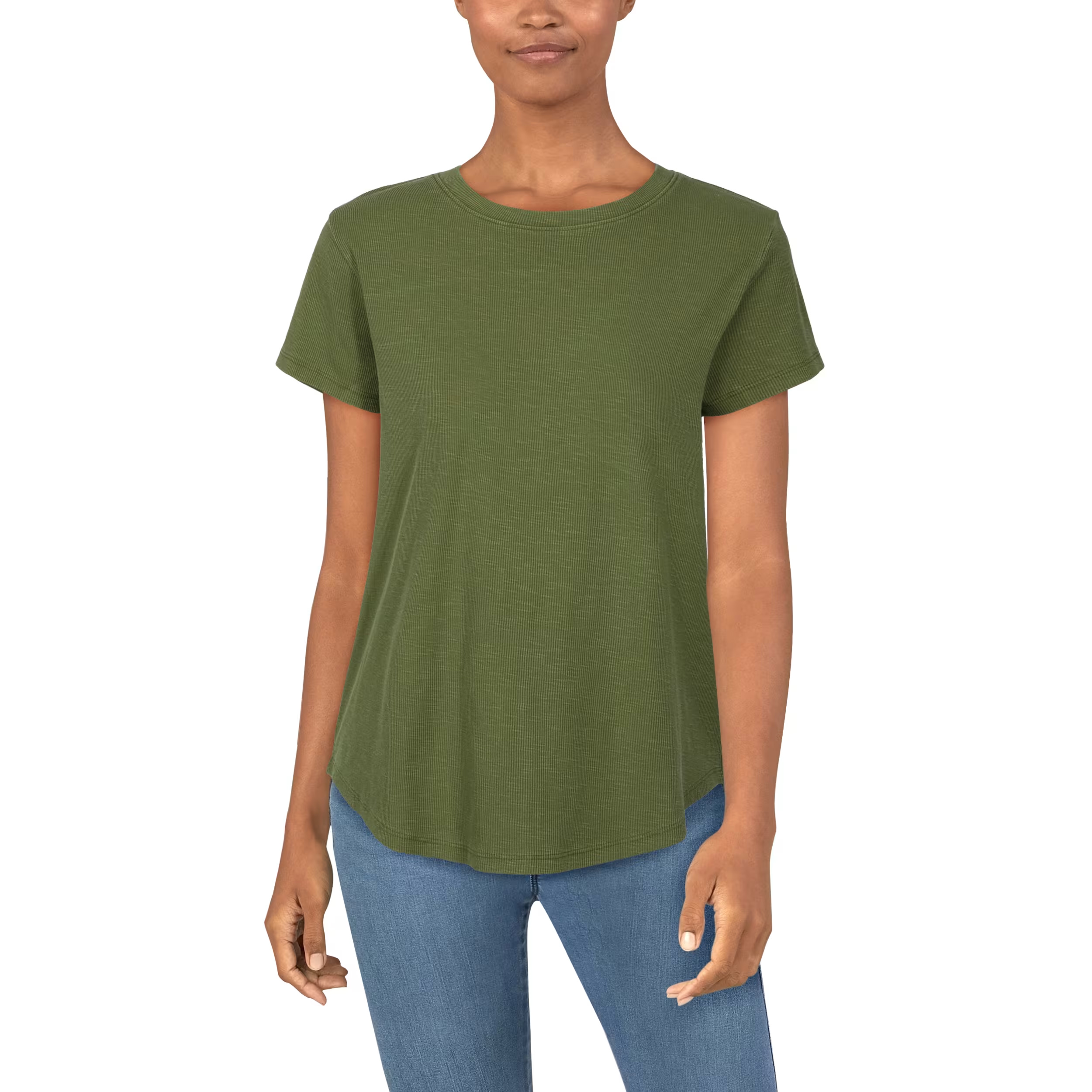 Image of Natural Reflections Peyton Slub Short-Sleeve Crew-Neck Shirt - Olivine