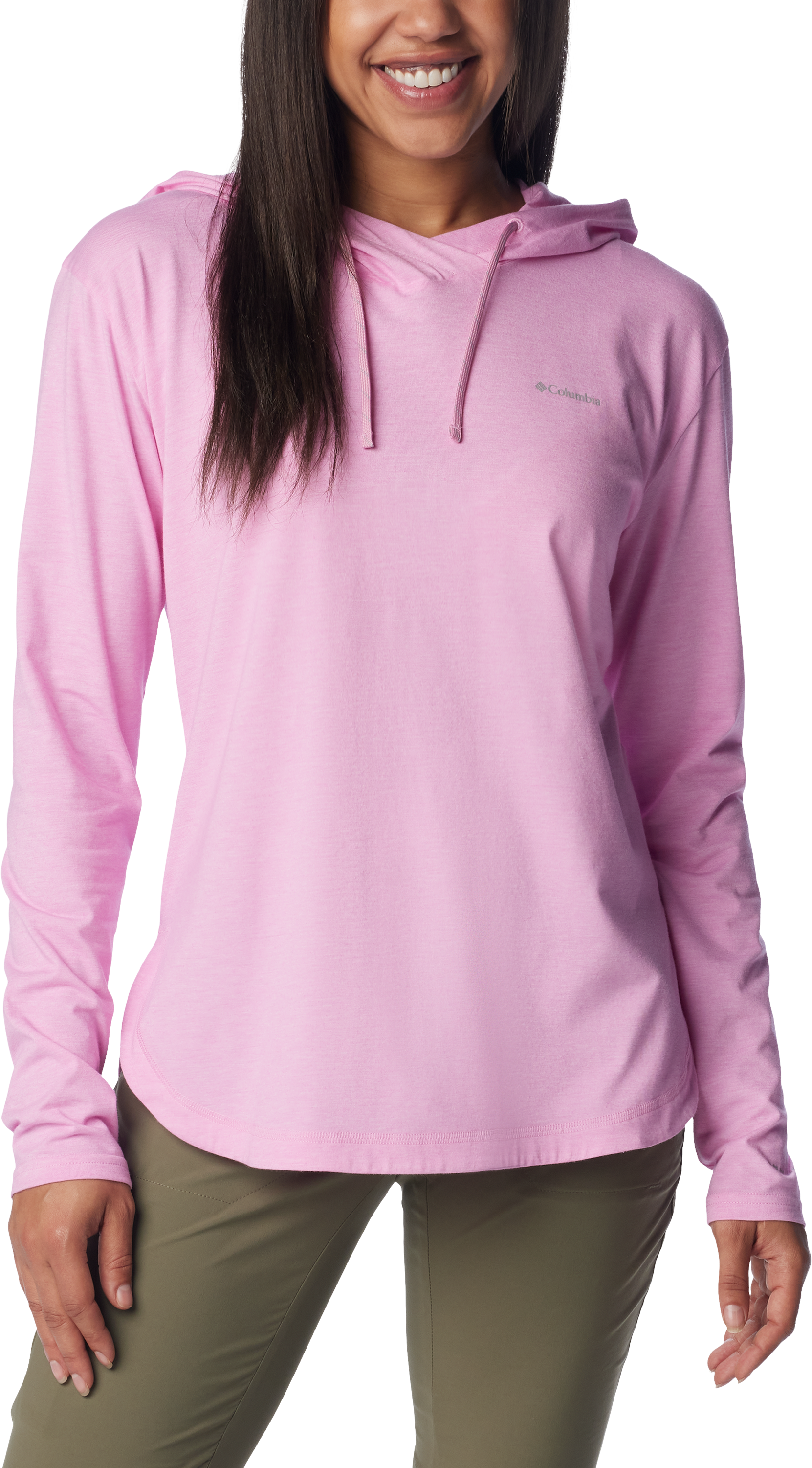 Image of Columbia Sun Trek Hooded Long-Sleeve Pullover for Ladies - Cosmos Heather - XS