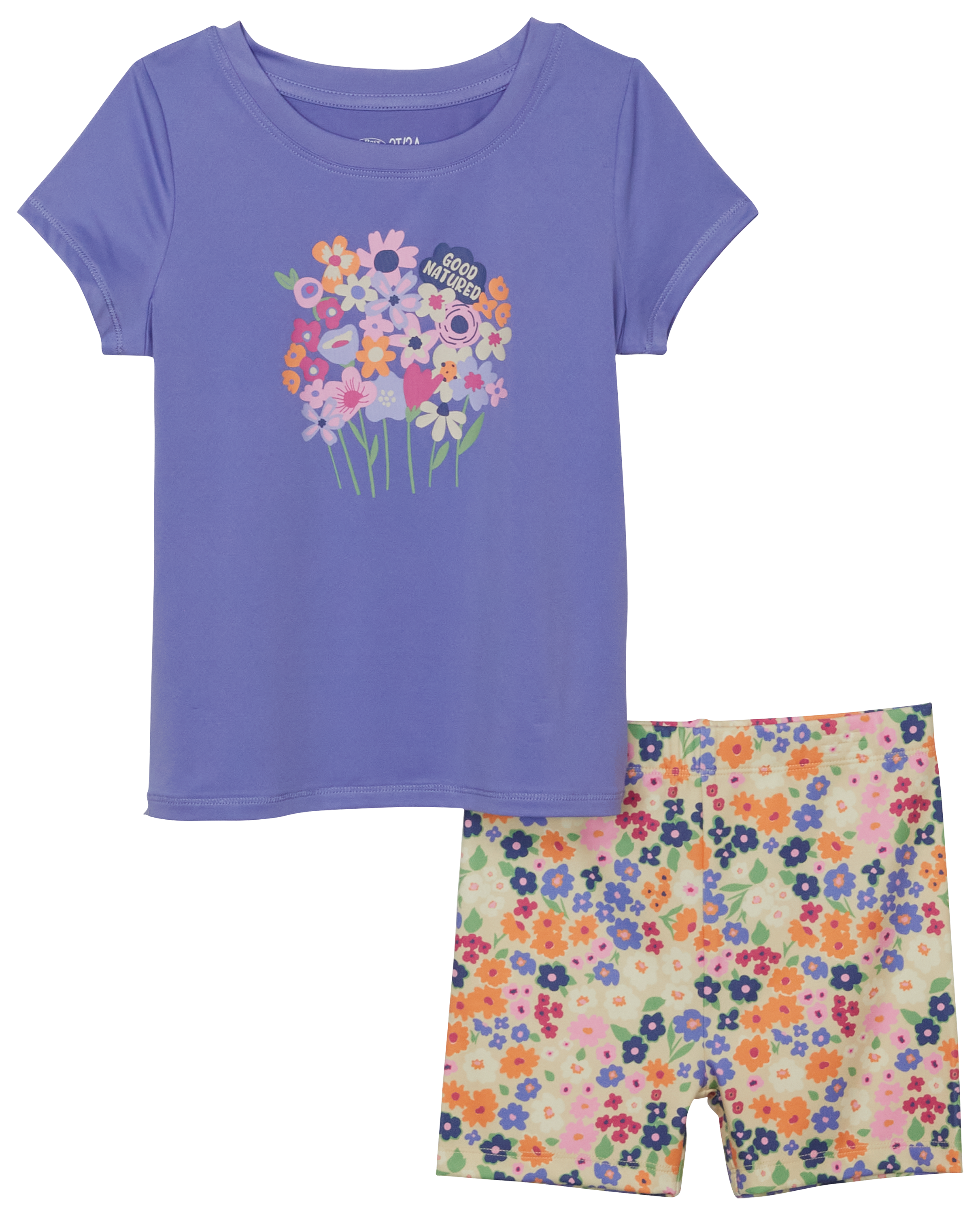 Image of Outdoor Kids Performance Short-Sleeve T-Shirt and Shorts Set for Toddler Girls - Floral - 3T