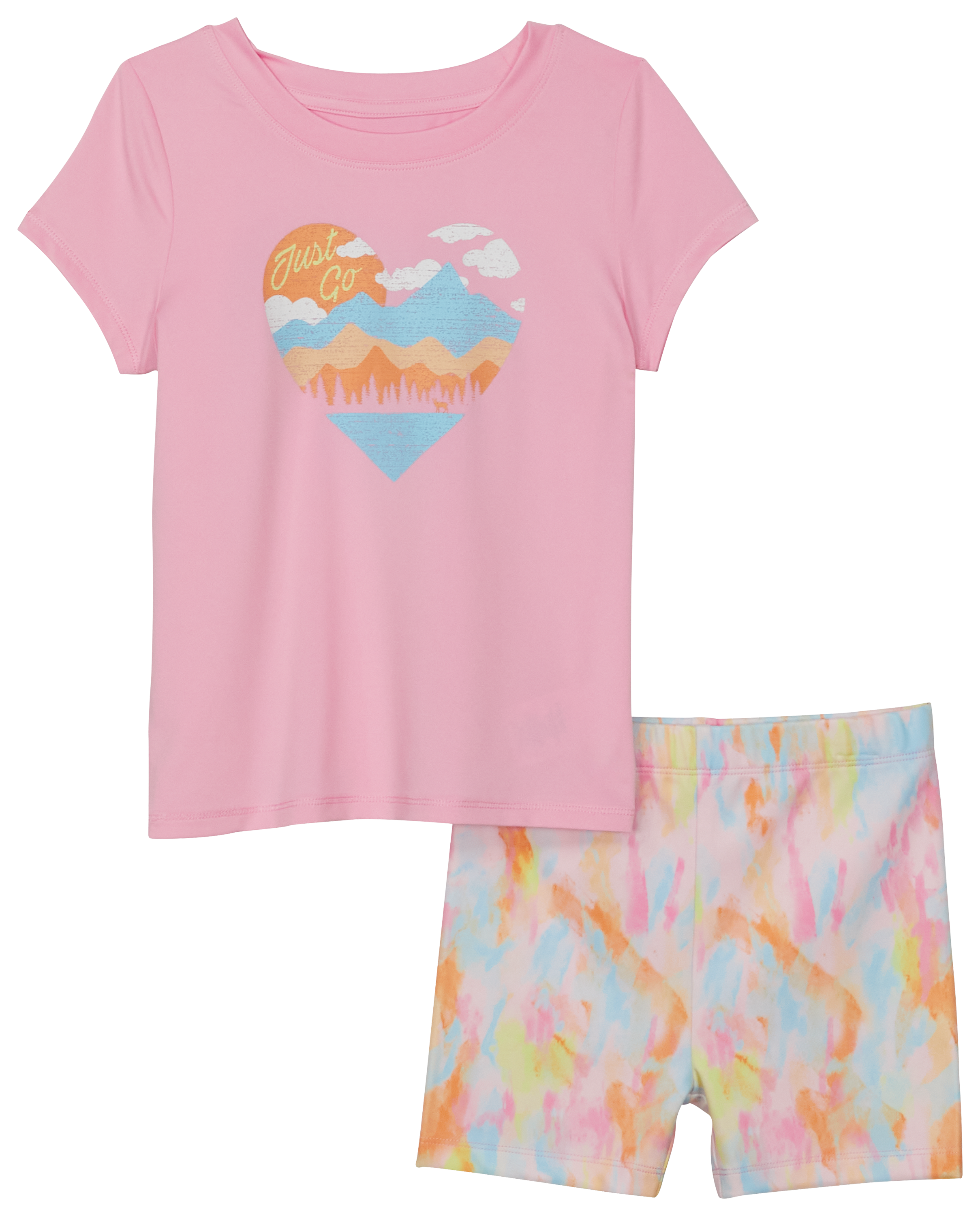 Image of Outdoor Kids Performance Short-Sleeve T-Shirt and Shorts Set for Toddler Girls - Water Color - 2T