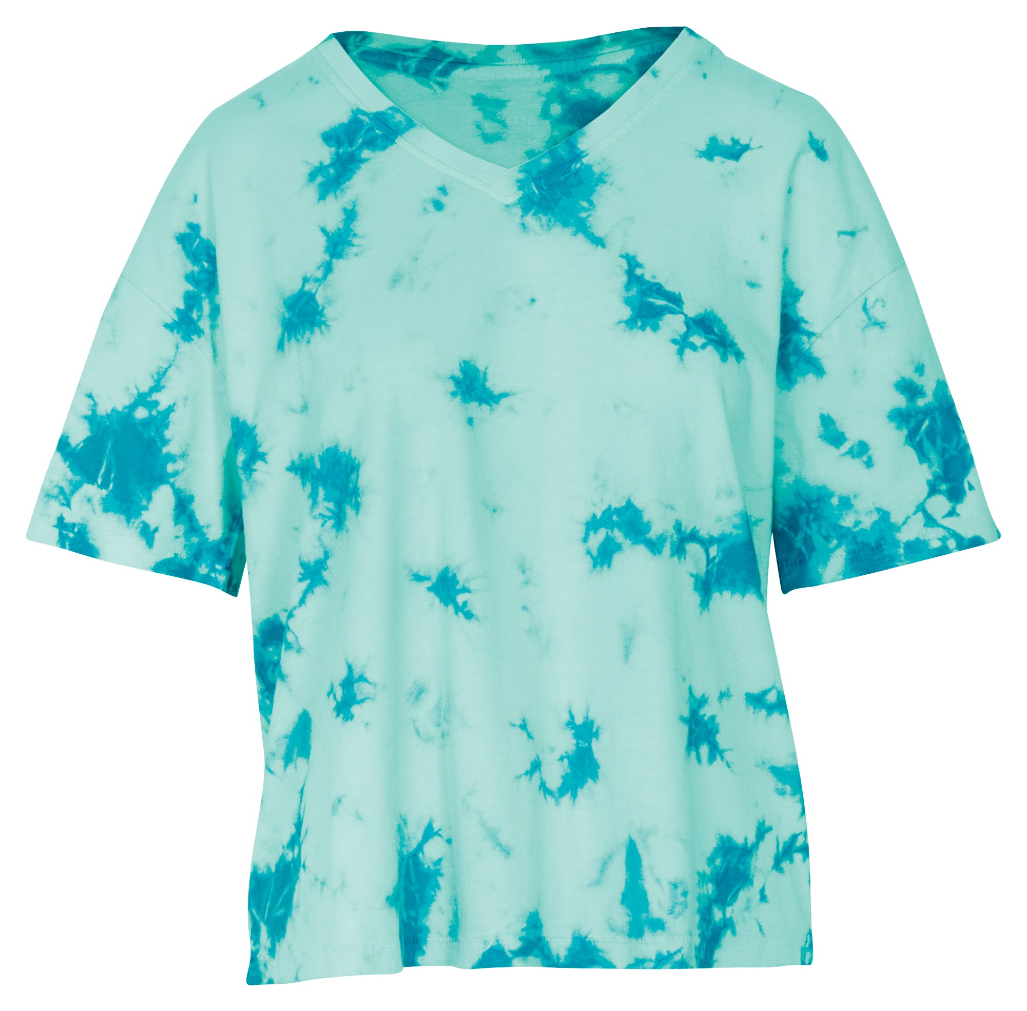 Image of Natural Reflections Sun Wash Tie-Dye V-Neck Short-Sleeve Tee - Eggshell Blue