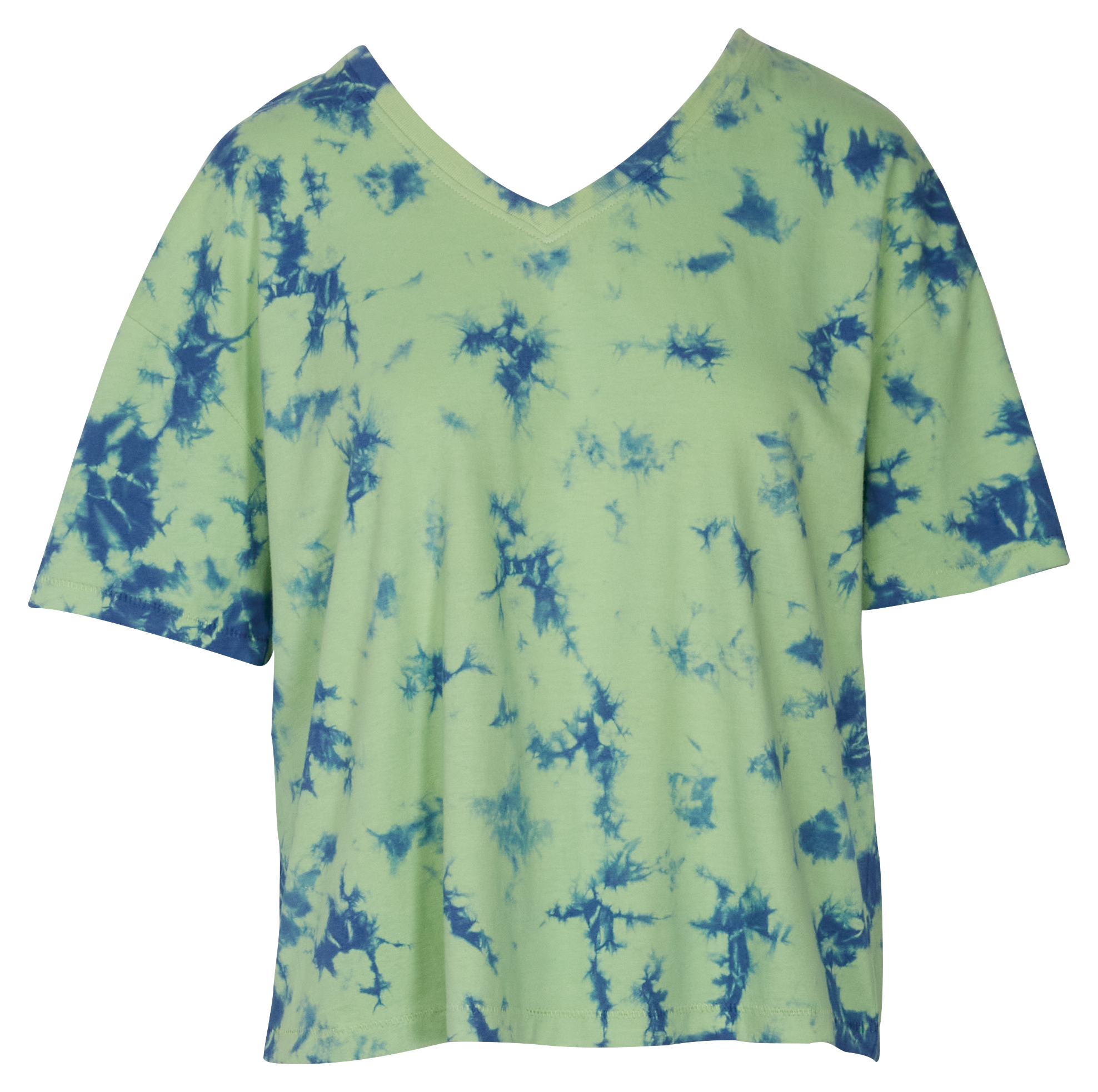 Image of Natural Reflections Sun Wash Tie-Dye V-Neck Short-Sleeve Tee - Quiet Green