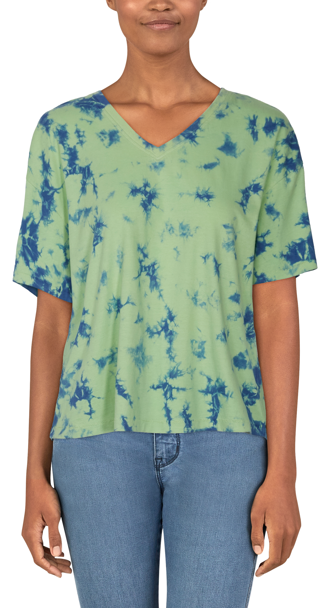 NATURAL REFLECTIONS Sun Wash Tie-Dye V-Neck Short-Sleeve Tee