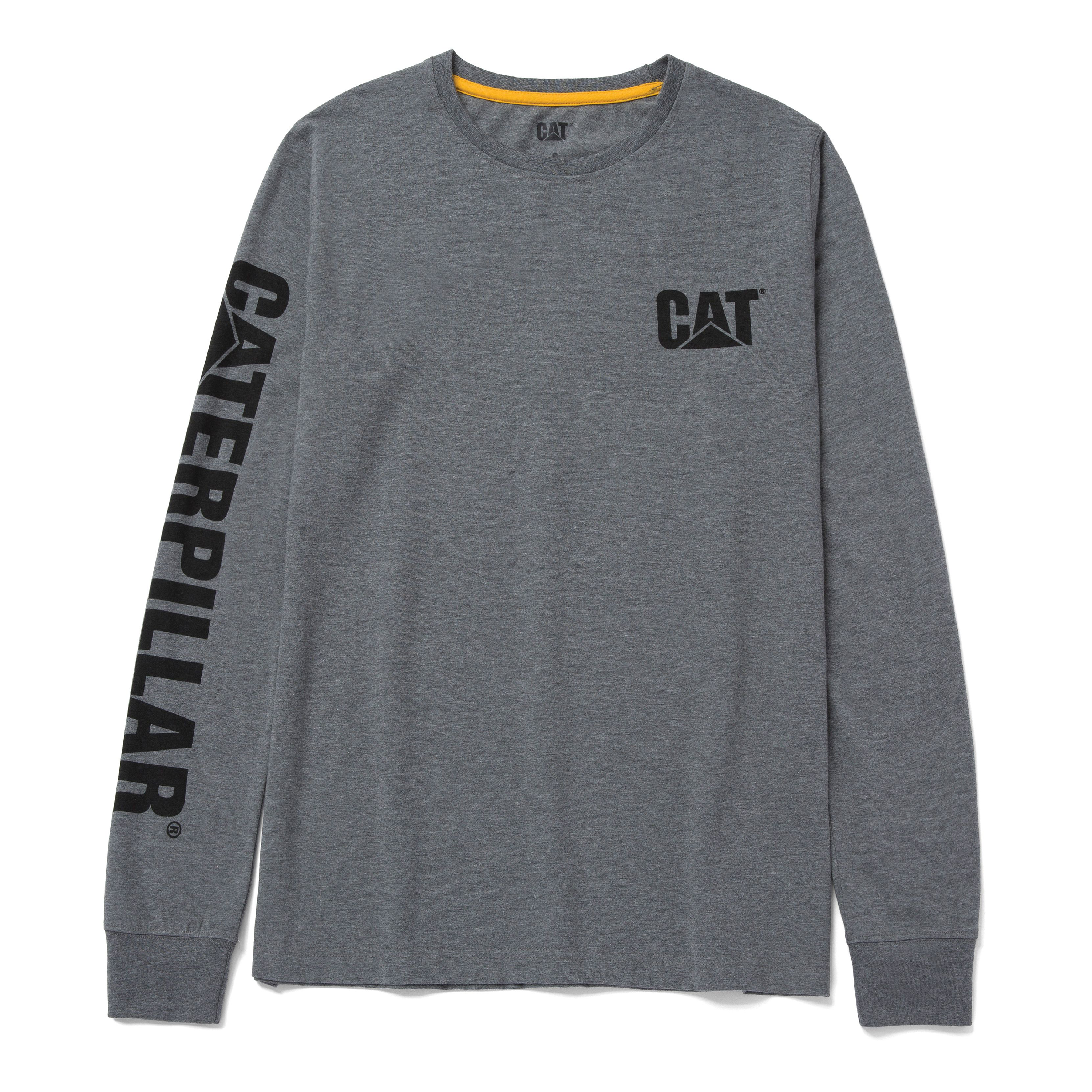 Image of CAT Trademark Banner Long-Sleeve T-Shirt for Ladies - Dark Heather Grey