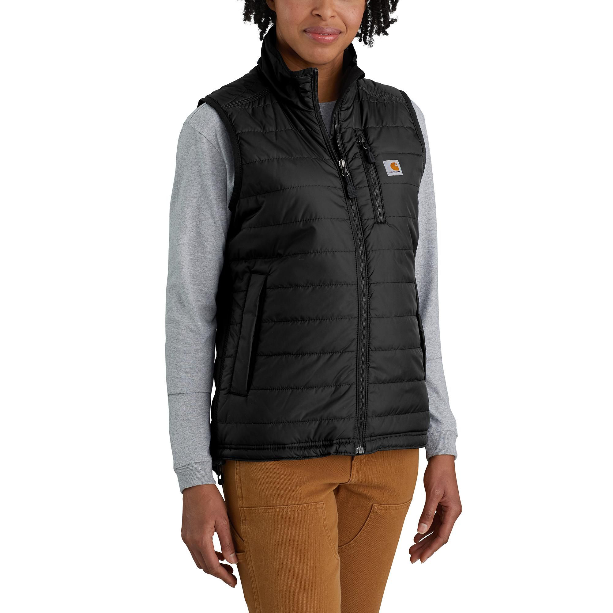 Image of Carhartt Rain Defender Nylon Insulated Mock-Neck Vest for Ladies - Black - M