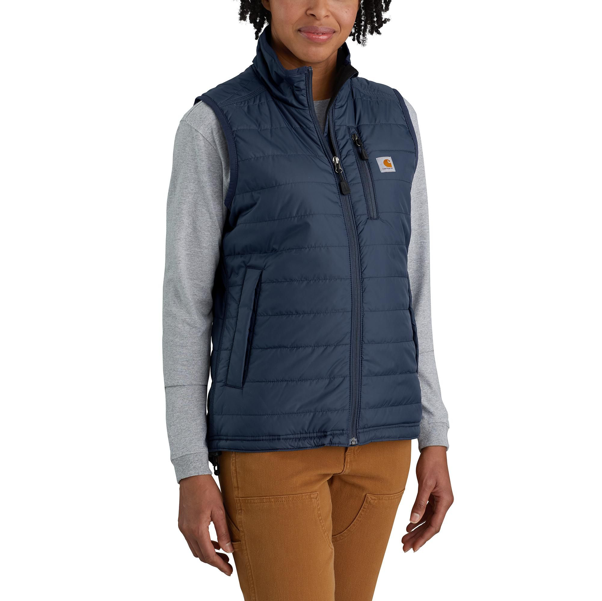 Image of Carhartt Rain Defender Nylon Insulated Mock-Neck Vest for Ladies - Navy - M