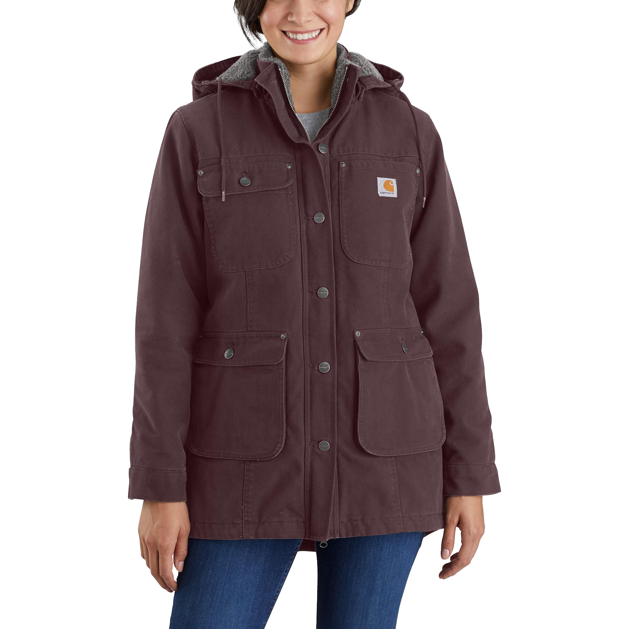 CARHARTT Loose-Fit Weathered Washed Duck Coat for Ladies