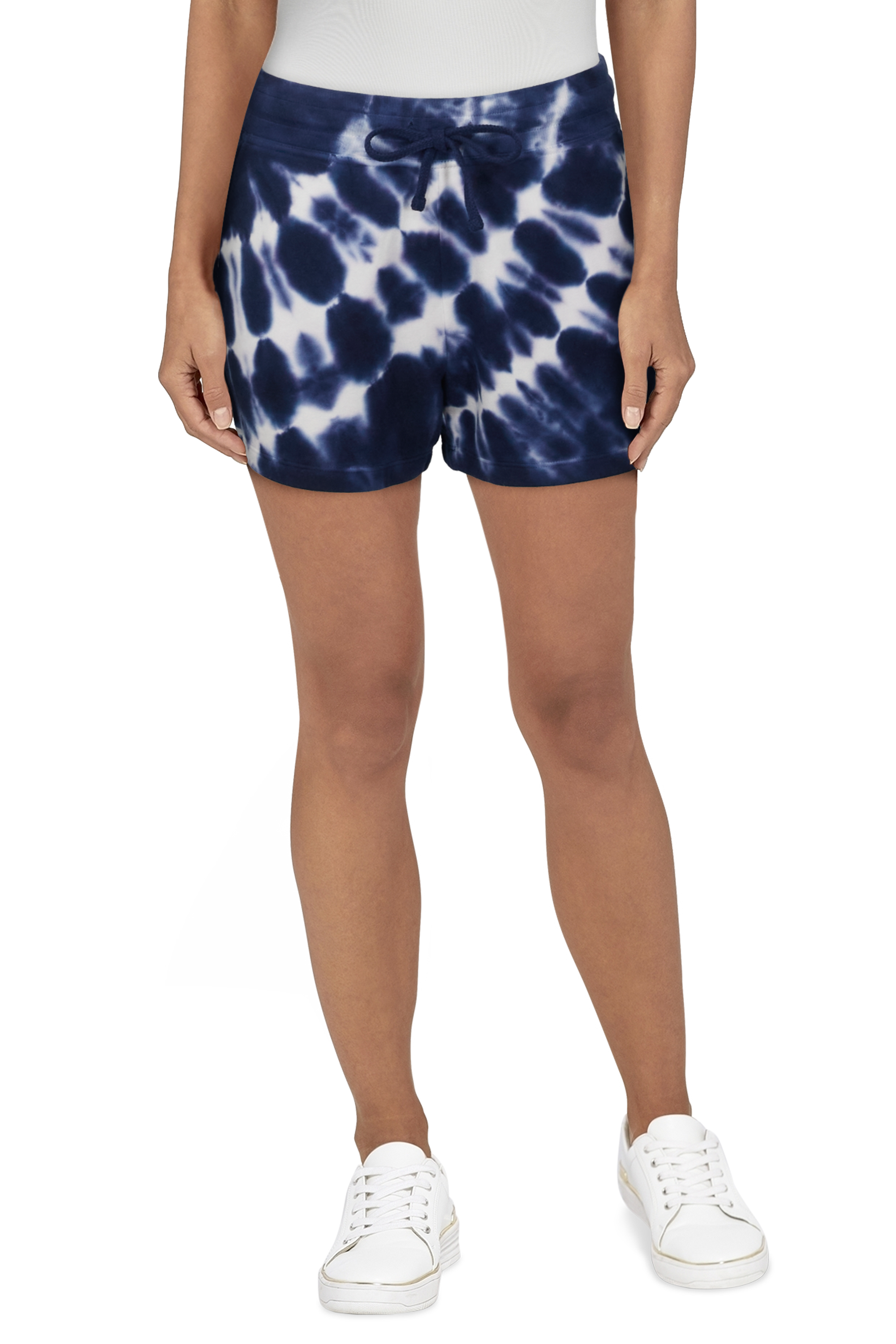 Image of Natural Reflections Harbor Tie-Dye Terry Shorts for Ladies - Peacoat - S