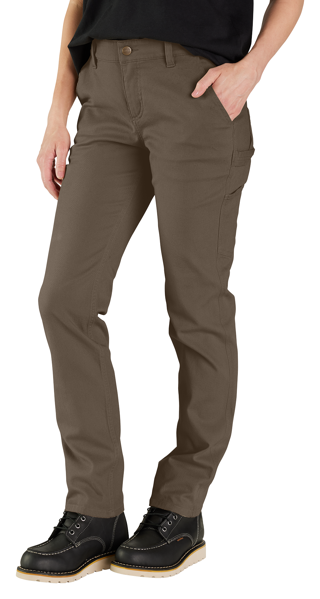 Image of Carhartt Rugged Flex Relaxed-Fit Straight Canvas Work Pants for Ladies - 10 - Tall