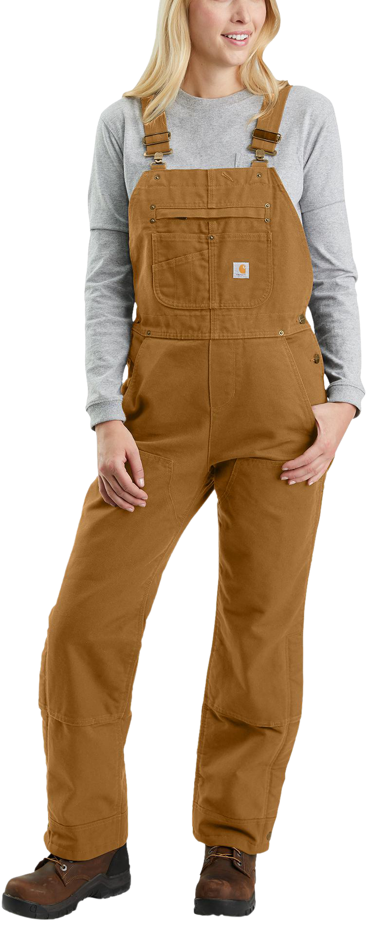 Image of Carhartt Quilt-Lined Duck Bib Overalls for Ladies - Brown