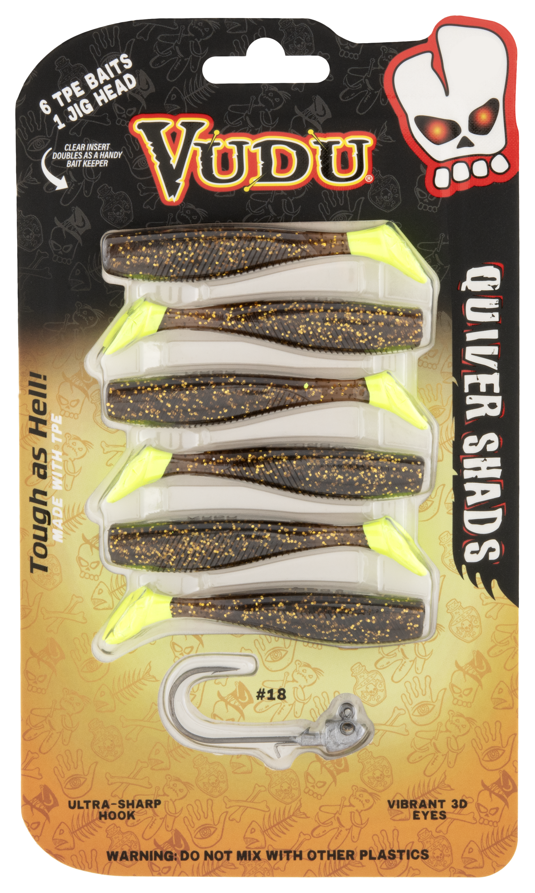 Vudu Quiver Shad - 3"" - Rootbeer/Chartreuse Tail
