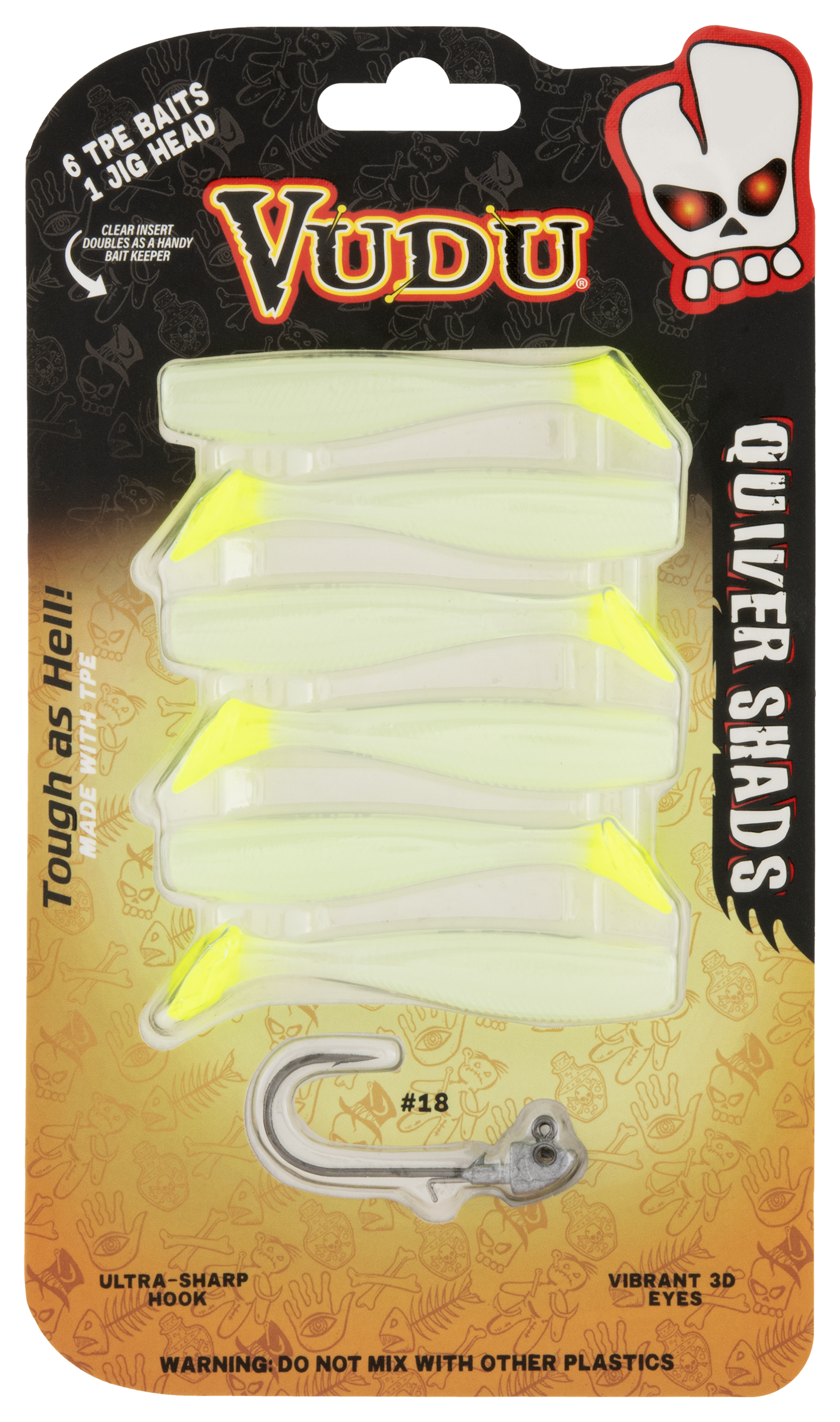 Image of "Vudu Quiver Shad - 3"" - Glow/Chartreuse Tail"