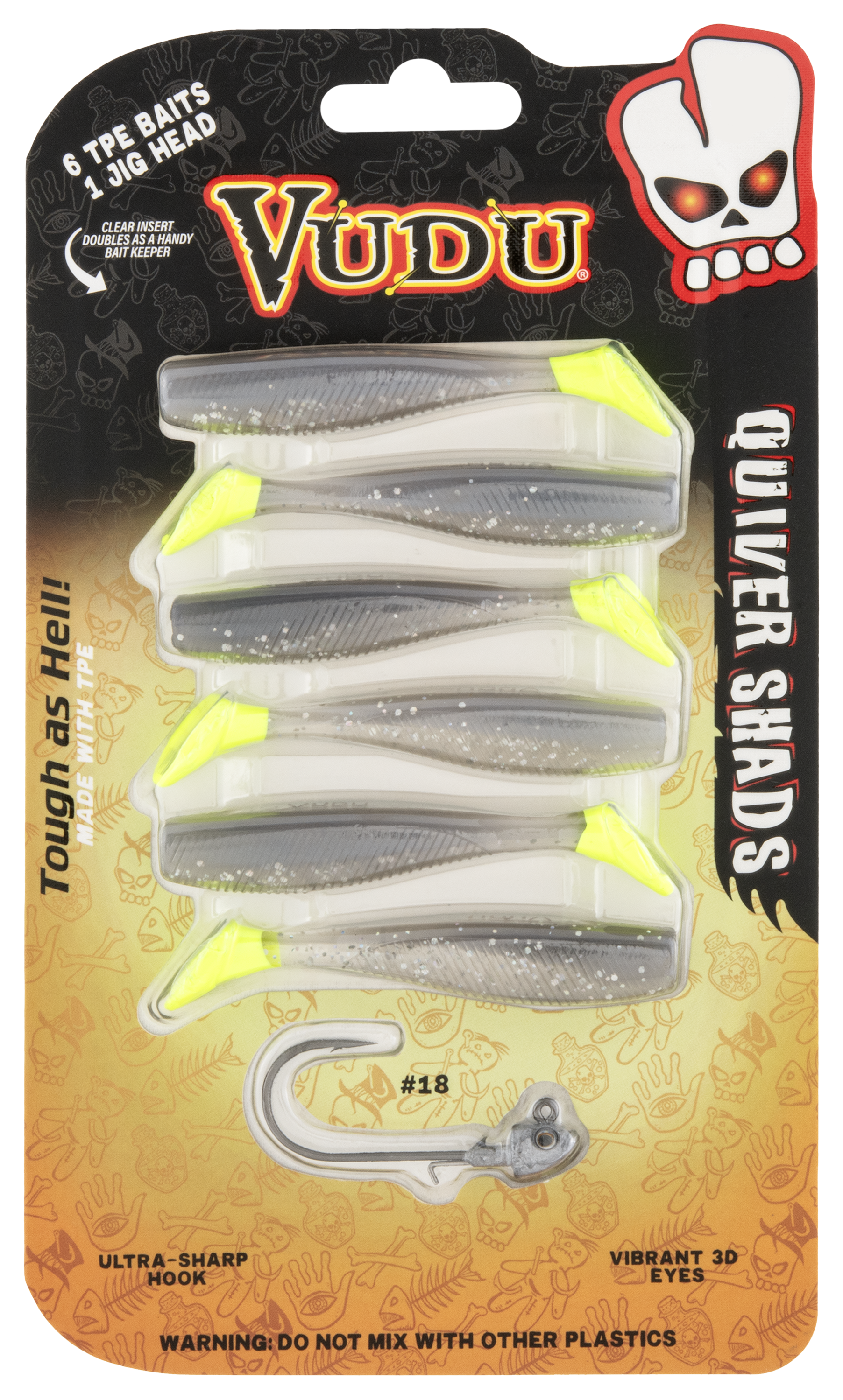 Vudu Quiver Shad - 3"" - Opening Night Chartreuse Tail