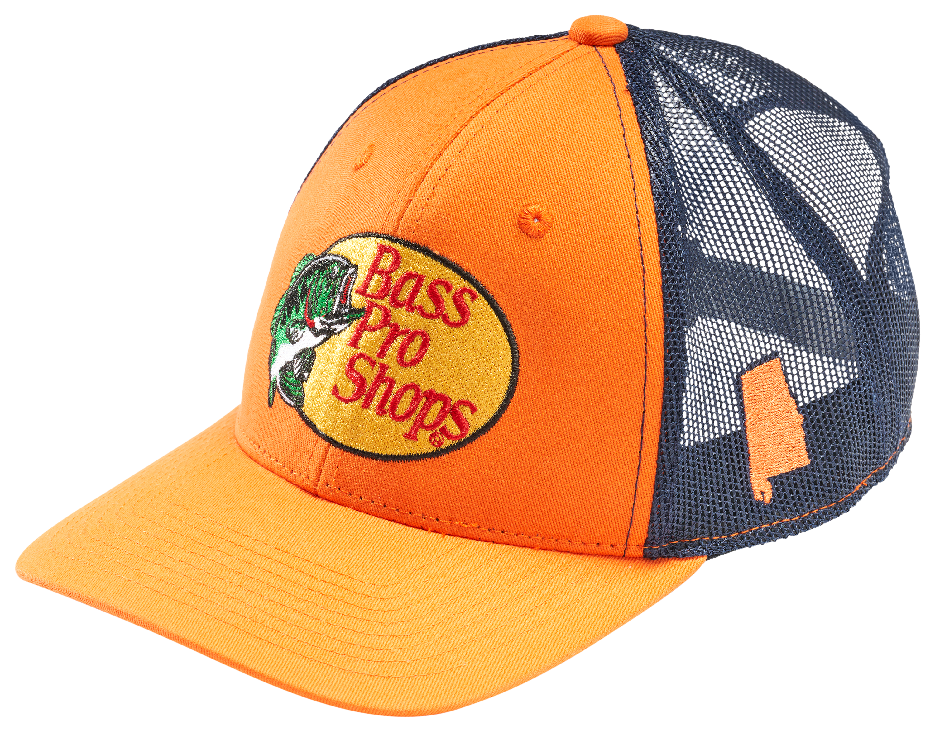 Image of Bass Pro Shops Woodcut Logo and Alabama Patch Snapback Cap