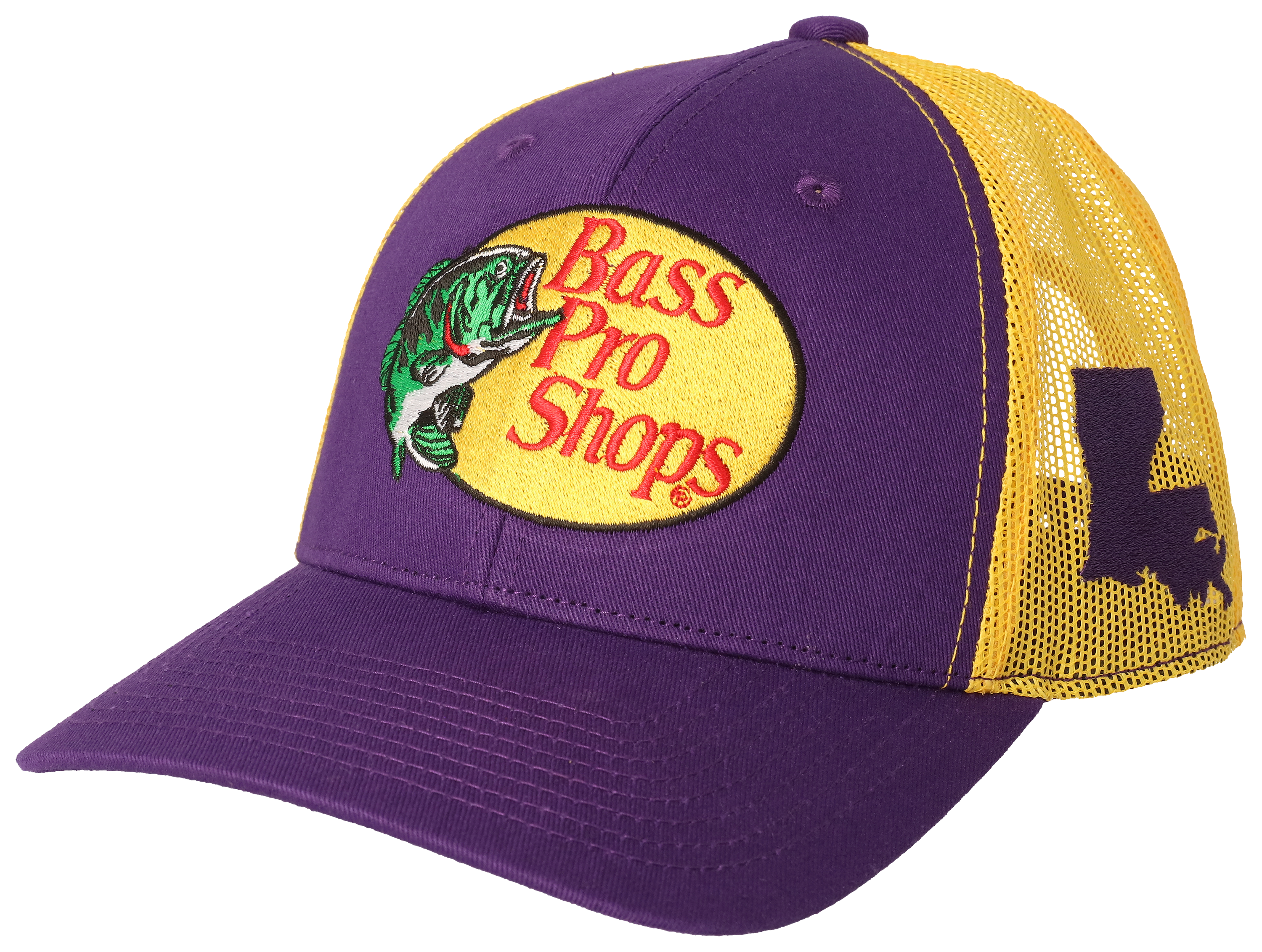 Bass Pro Shops Woodcut Logo and Louisiana Patch Snapback Cap