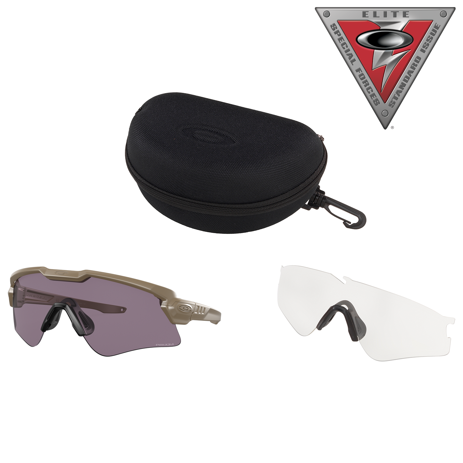 Image of Oakley SI Ballistic M Frame ALPHA Array OO9296 Prizm Grey and Clear Lens Sunglasses - Terrain Tan/Prizm Gray, Clear - X-Large