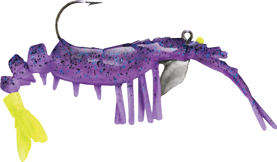 Vudu Shrimp - 3-1/4"" - Purple/Chartreuse Tail