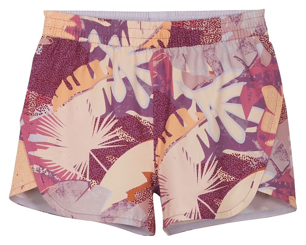 World Wide Sportsman Charter Pocket Pull-On Shorts for Girls - Purple Tropical Pampas - XS