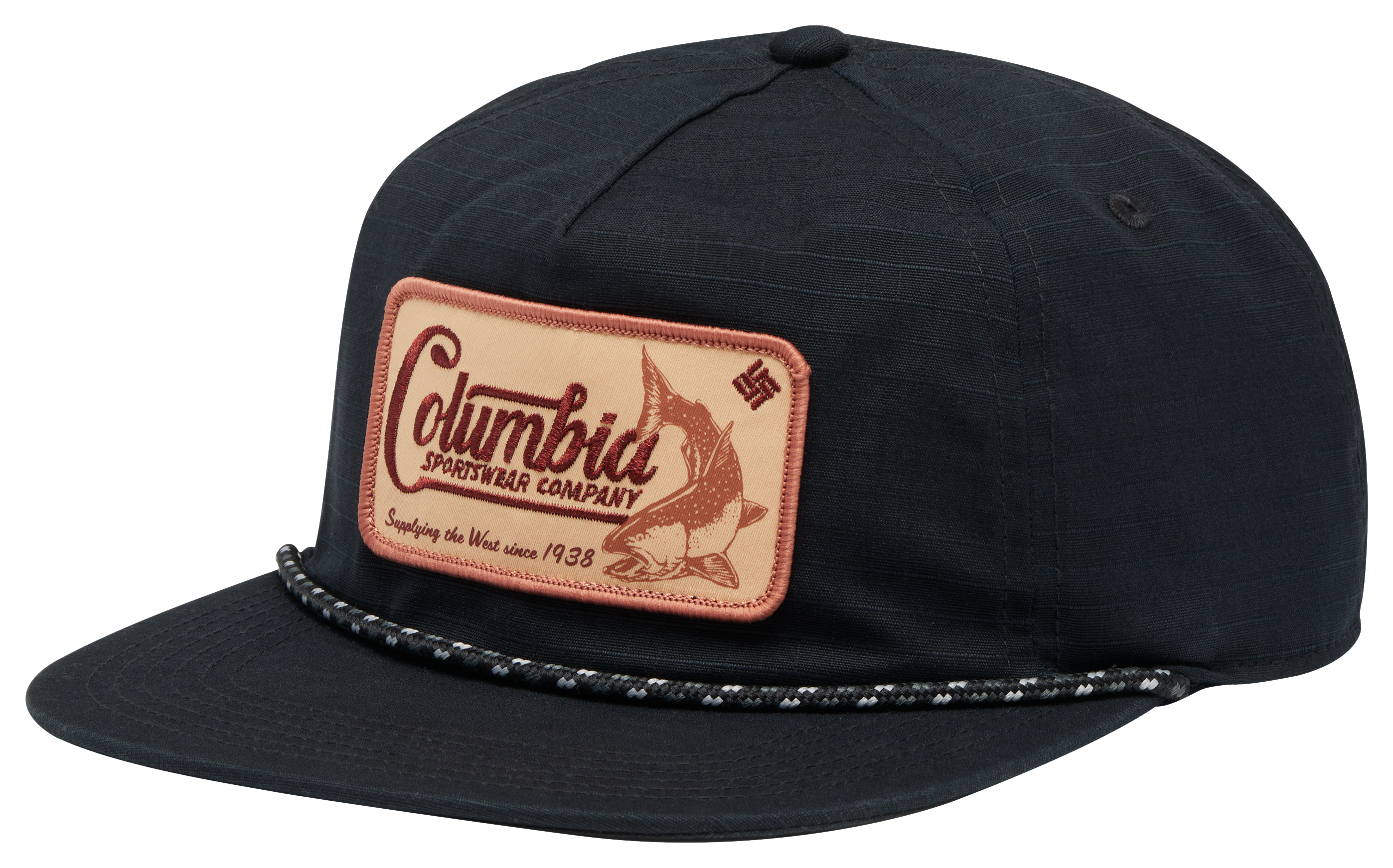 Image of Columbia Ratchet Strap Fish Patch Snapback Cap - Black/West Fish