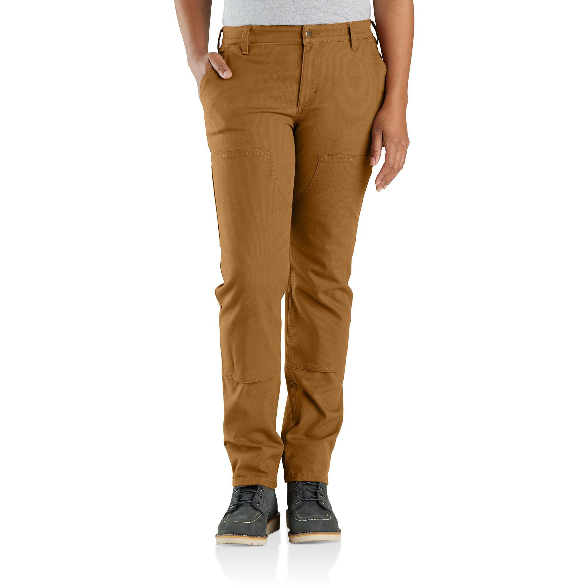 Image of Carhartt Rugged Flex Relaxed-Fit Canvas Double-Front Pants for Ladies - Carhartt Brown