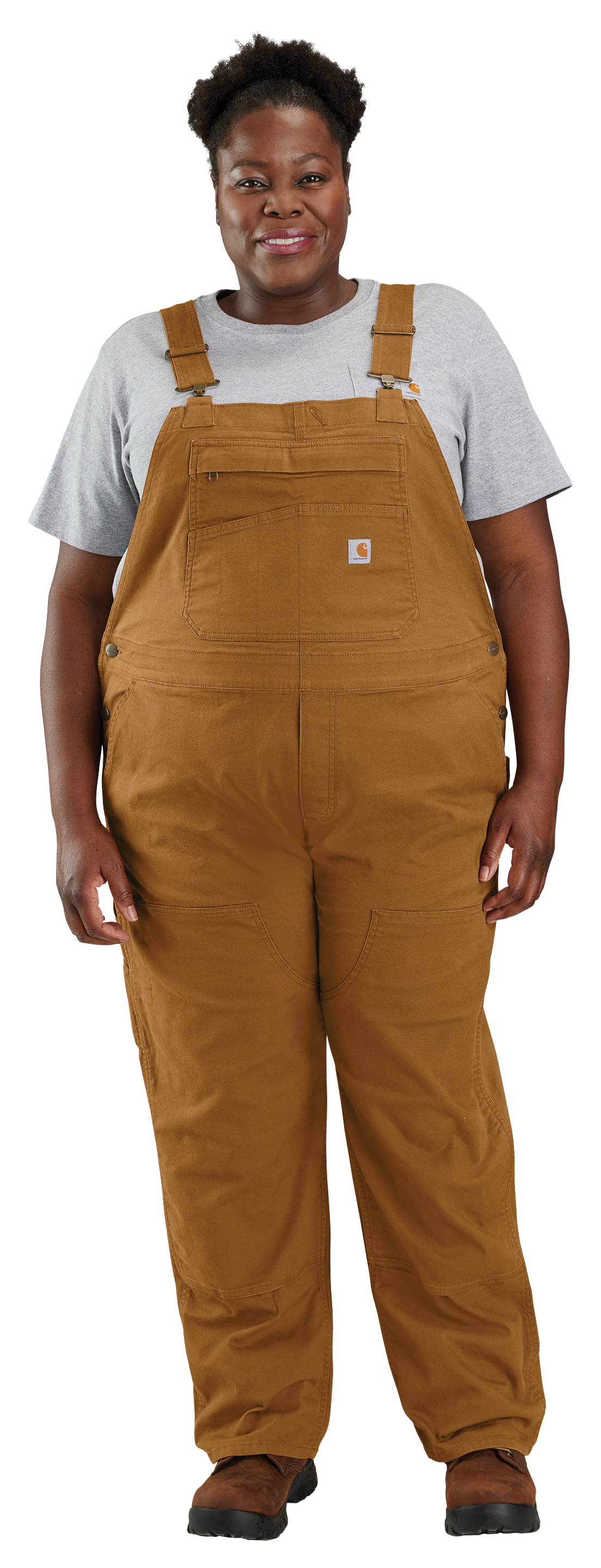 Image of Carhartt Rugged Flex Loose-Fit Canvas Bib Overalls for Ladies - Carhartt Brown - 2X - Regular