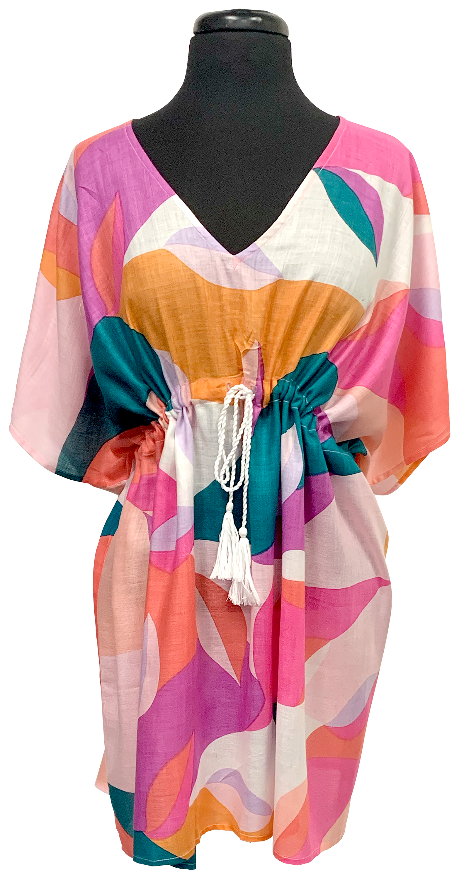 Image of Quagga Kaleidoscope V-Neck Cinched Swimsuit Cover-Up for Ladies