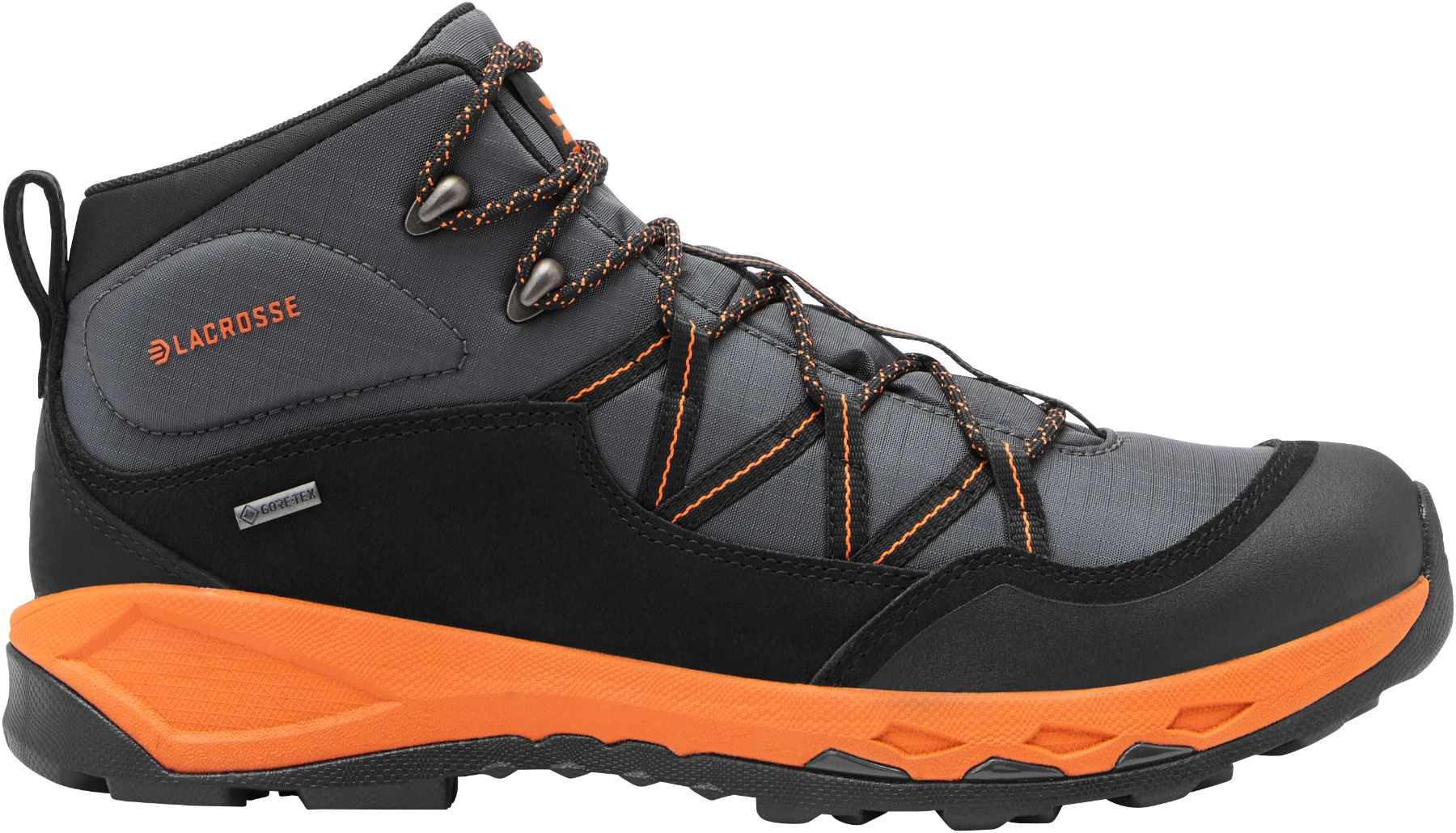 LaCrosse San Juan Mid GTX Waterproof Hunting Boots for Men - Gunmetal/Orange - 10.5W