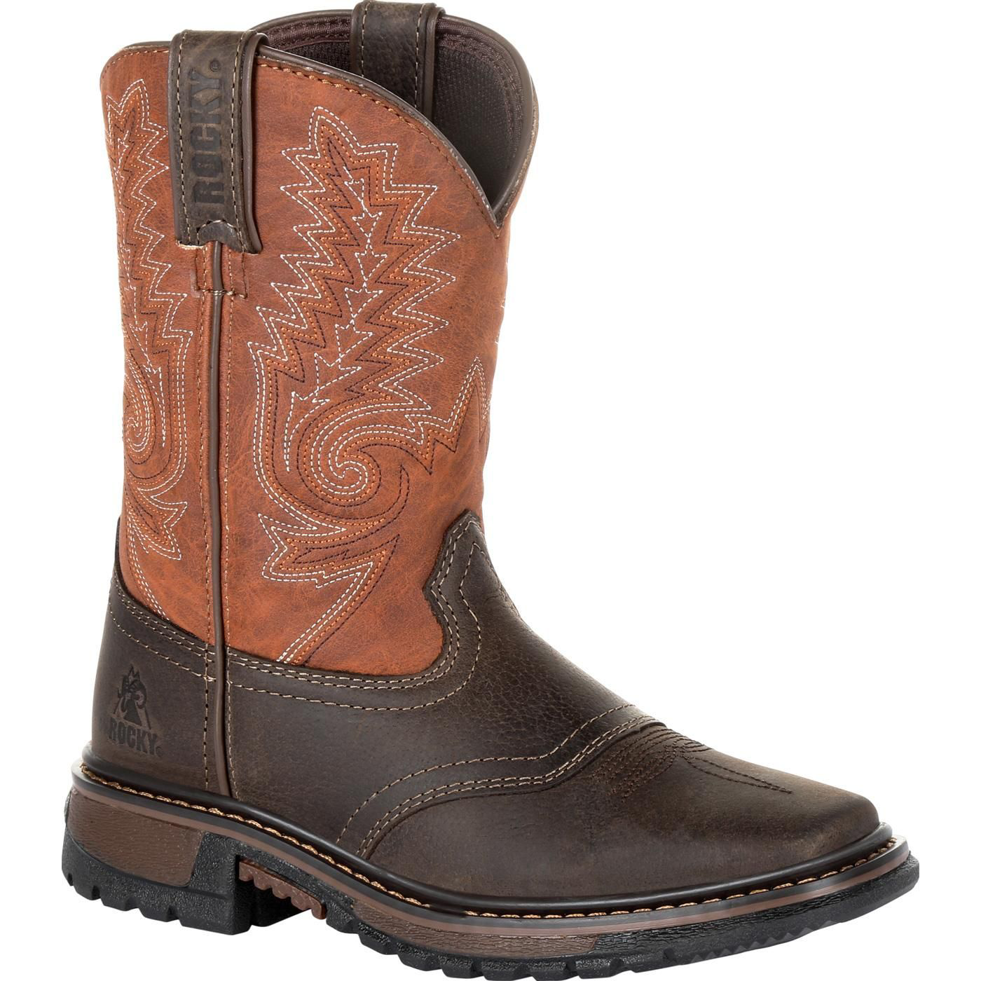 Image of Rocky Ride FLX Western Boots for Kids - Dark Chocolate - 3.5 Kids