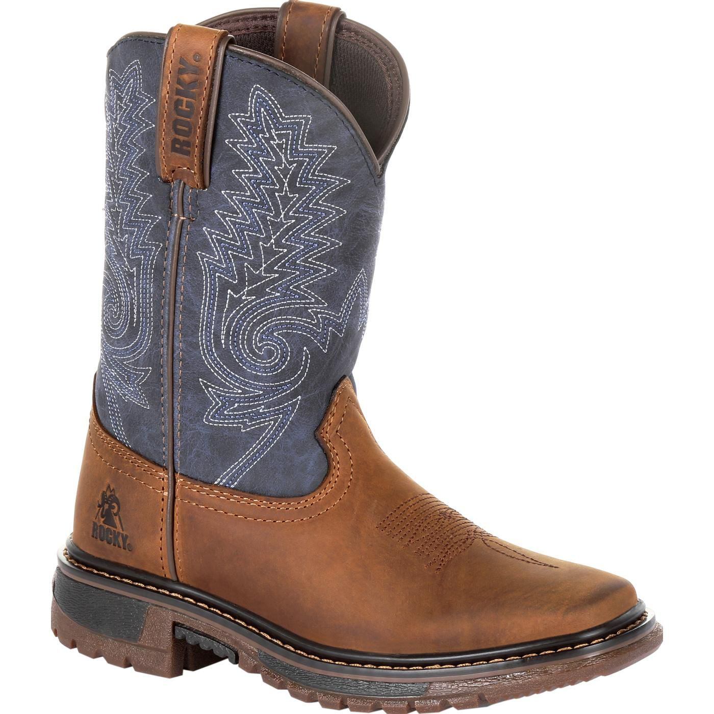 Image of Rocky Ride FLX Western Boots for Kids - Denim Brown