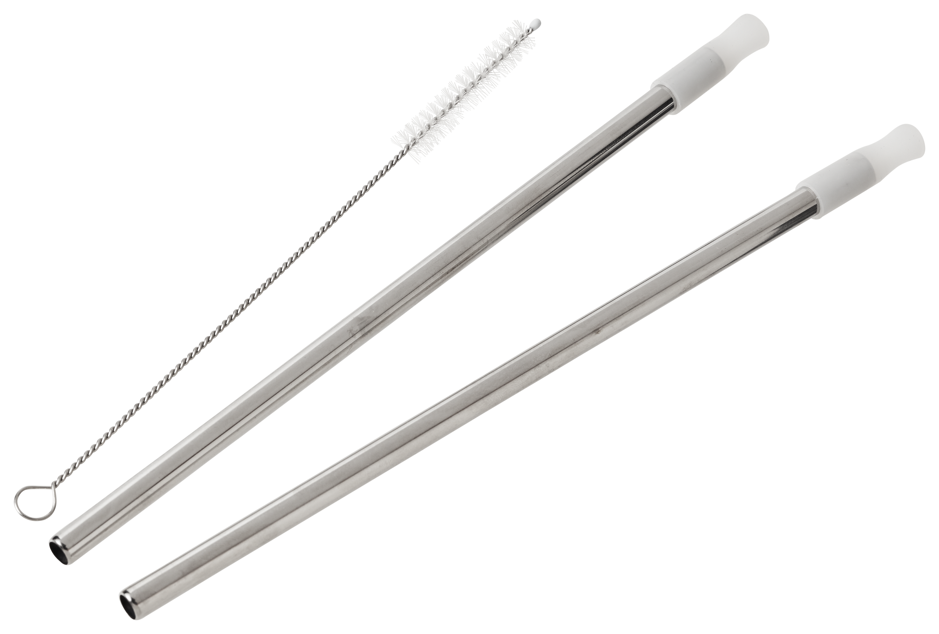 Image of "Bass Pro Shops Stainless Steel Straw 2-Pack with Brush - 8.19"""