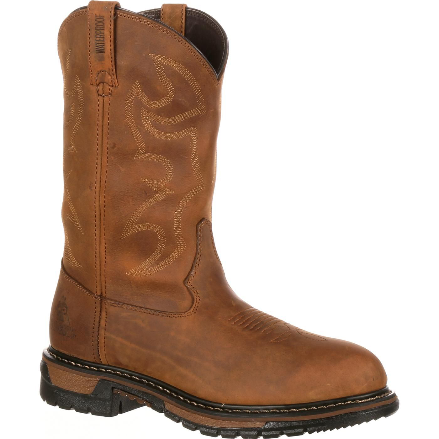 Image of Rocky Original Ride Branson Roper Waterproof Western Boots for Men