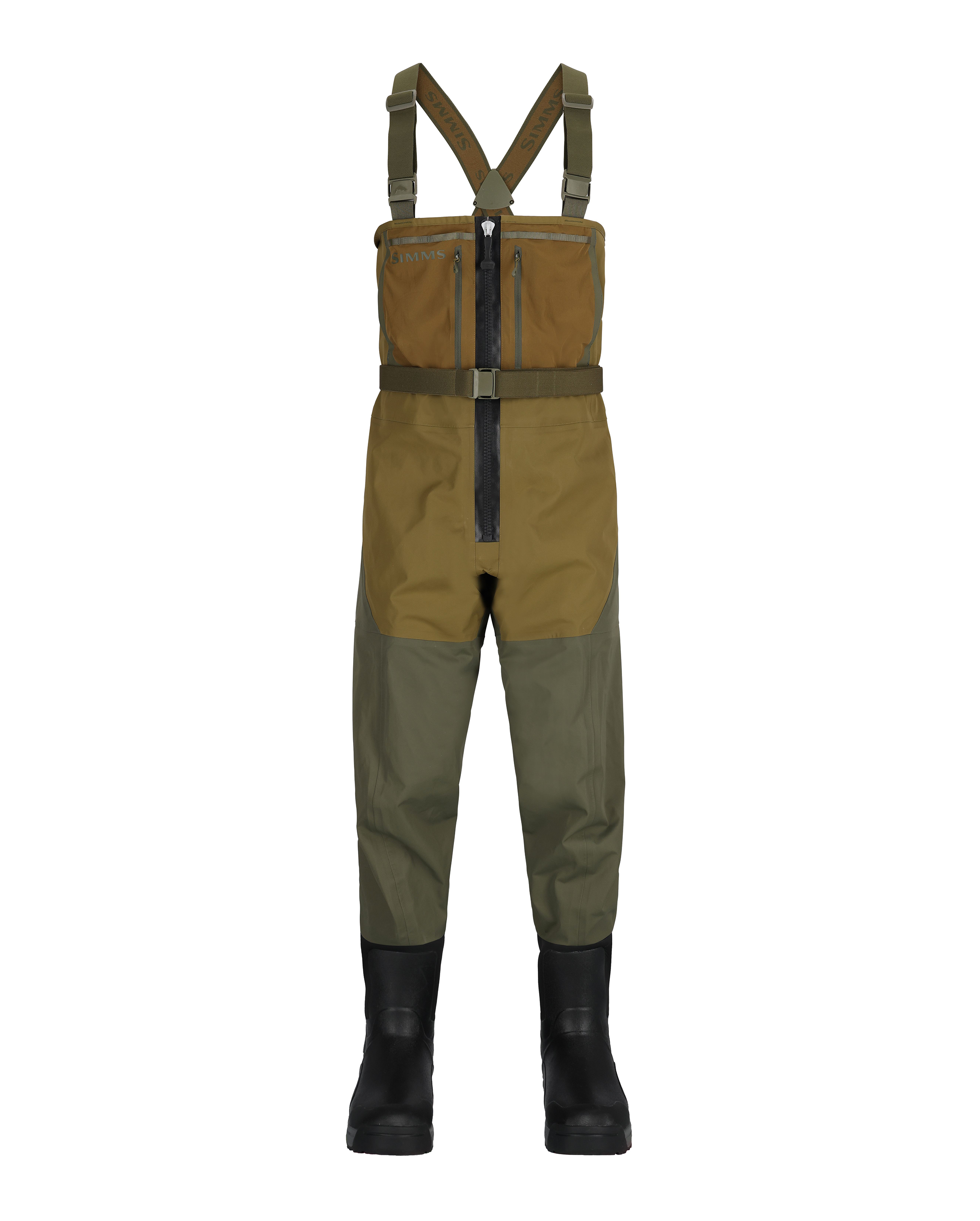 Image of Simms Freestone Z Front Zip Boot-Foot Chest Waders for Men - Loden - 10/Medium