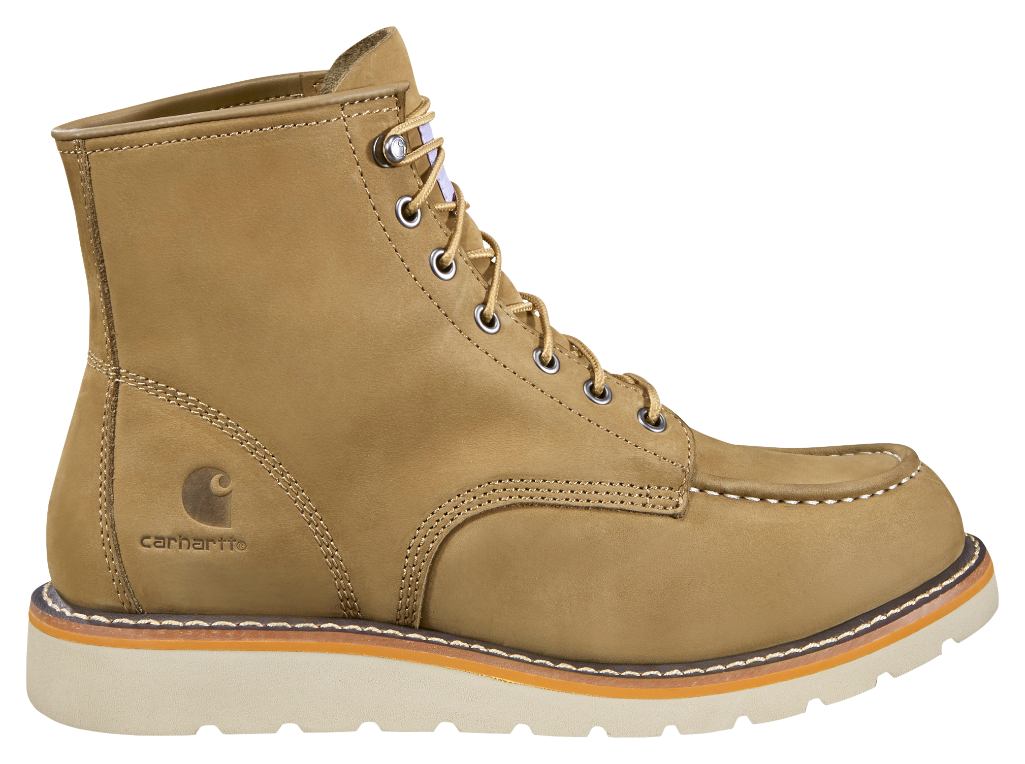 Image of Carhartt Lightweight Moc Toe Wedge Work Boots for Men - Coyote - 11.5W