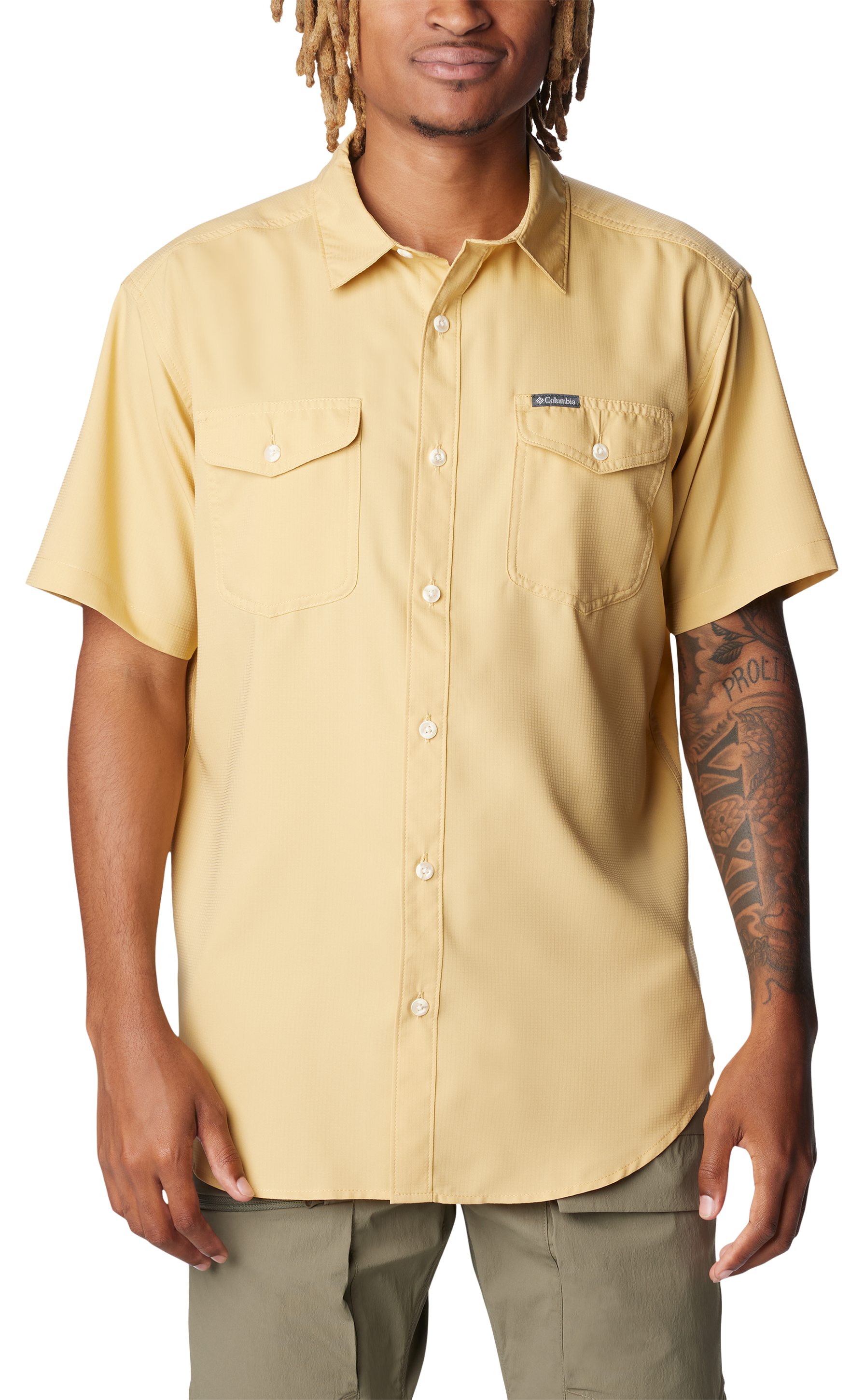 Image of Columbia Utilizer II Solid Short-Sleeve Shirt for Men - Light Camel - M