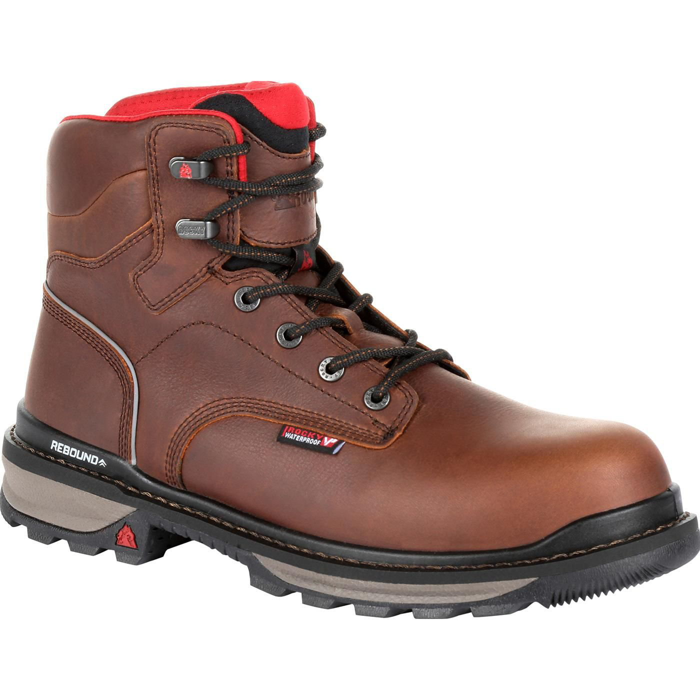 Image of Rocky Rams Horn Waterproof Work Boots for Men - Dark Brown - 7M