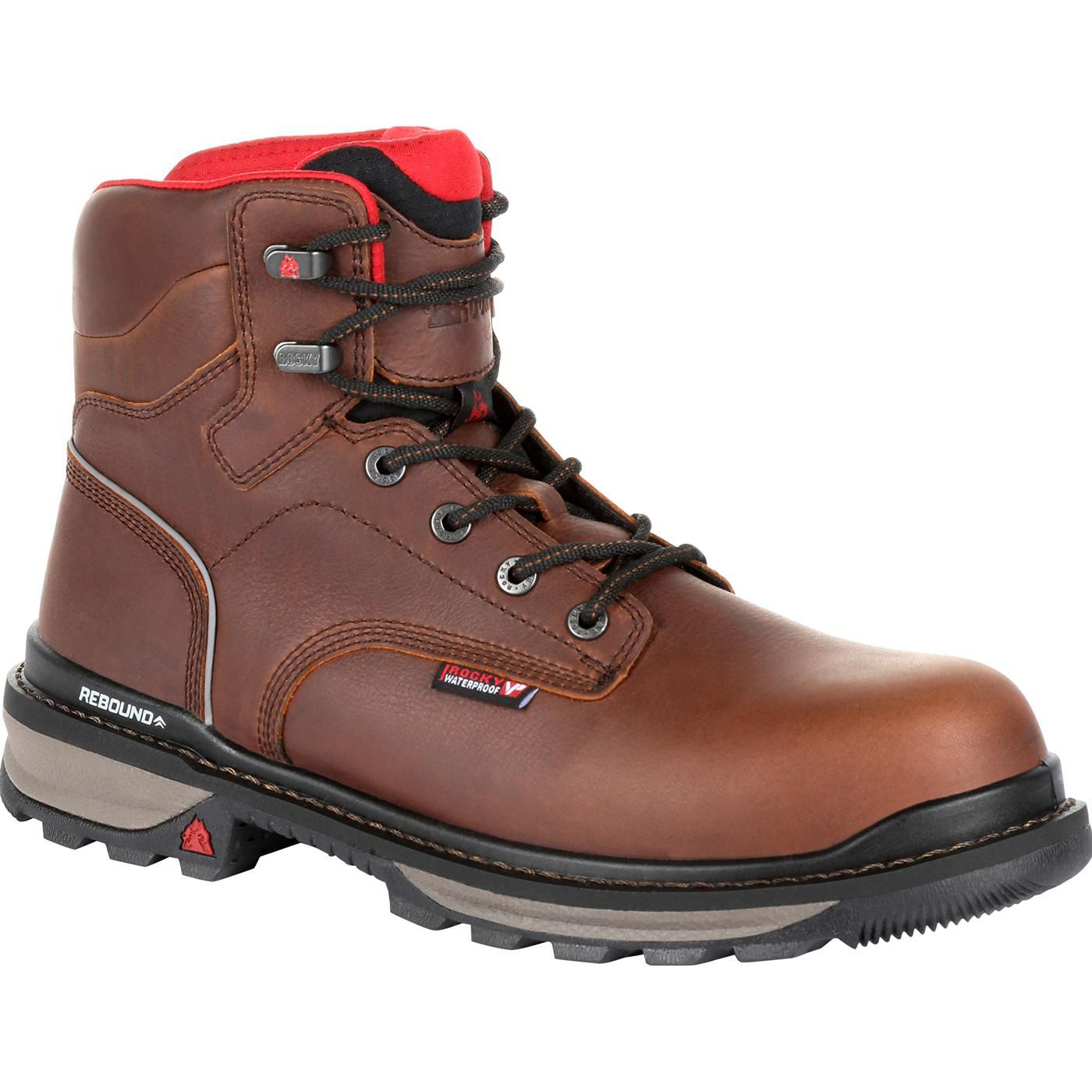 Rocky Rams Horn Waterproof Composite-Toe Work Boots for Men - Dark Brown