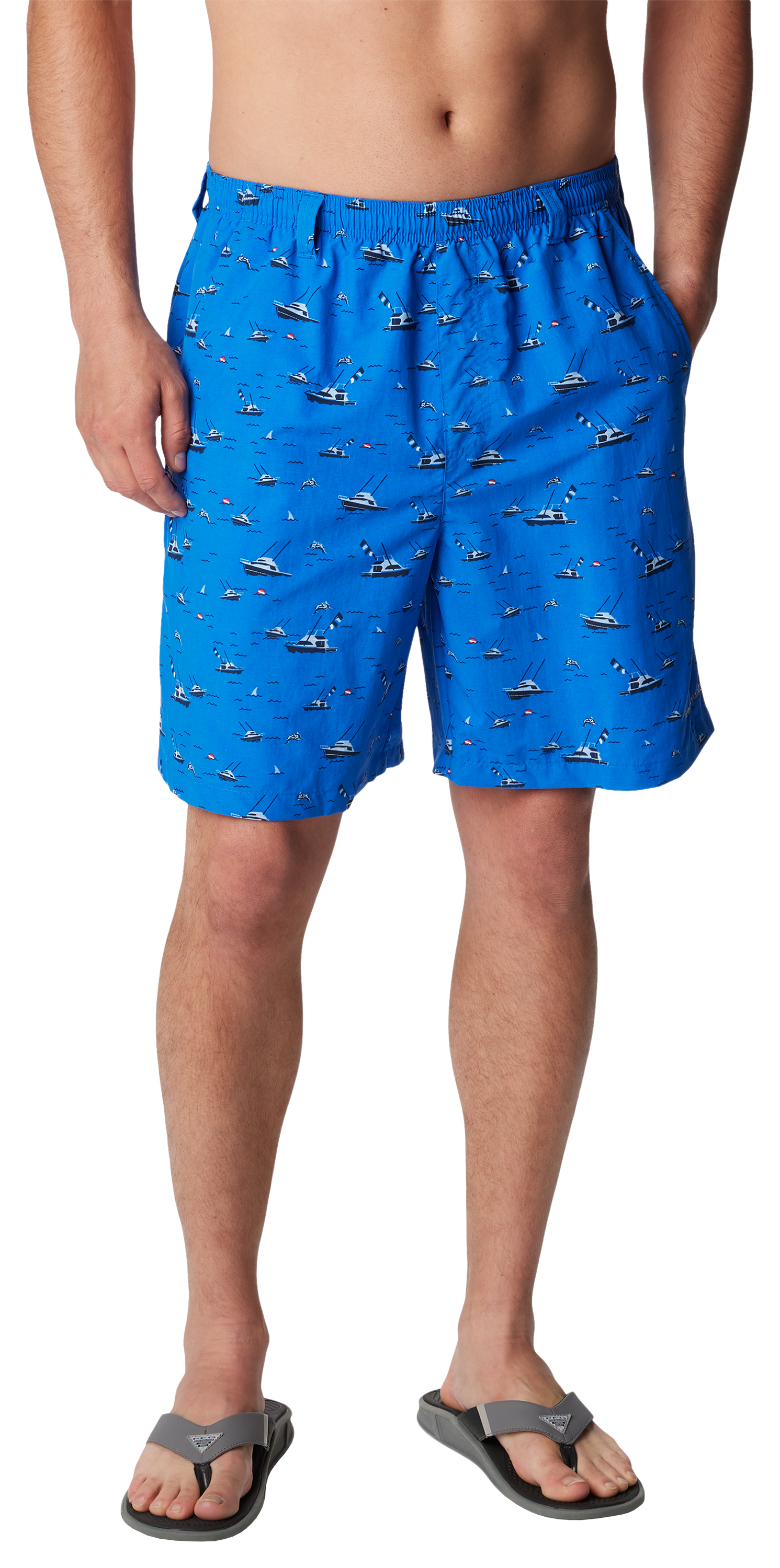 Image of Columbia Super Backcast Swim Shorts for Men - Vivid Blue Hoistem Up - S